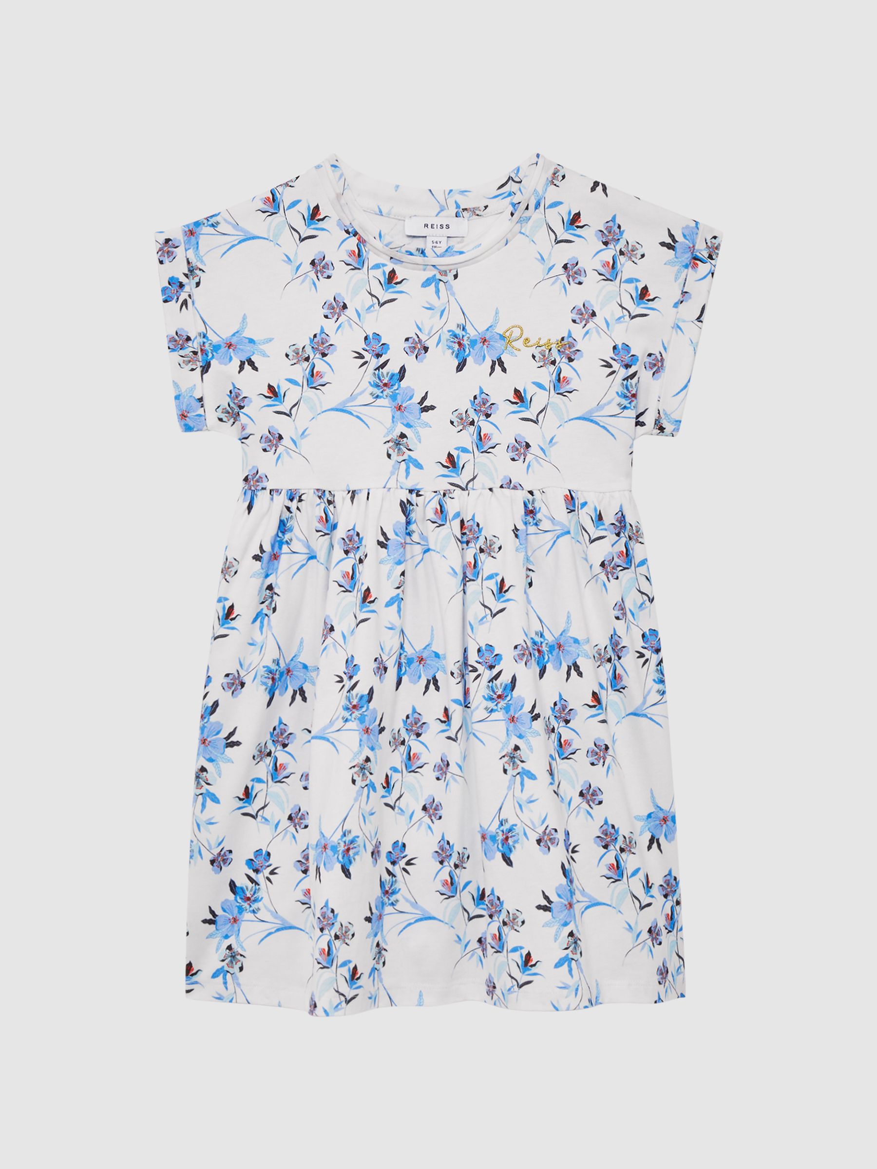 4-9 yrs Floral Print Jersey Dress in Blue Print - Image 2 of 6