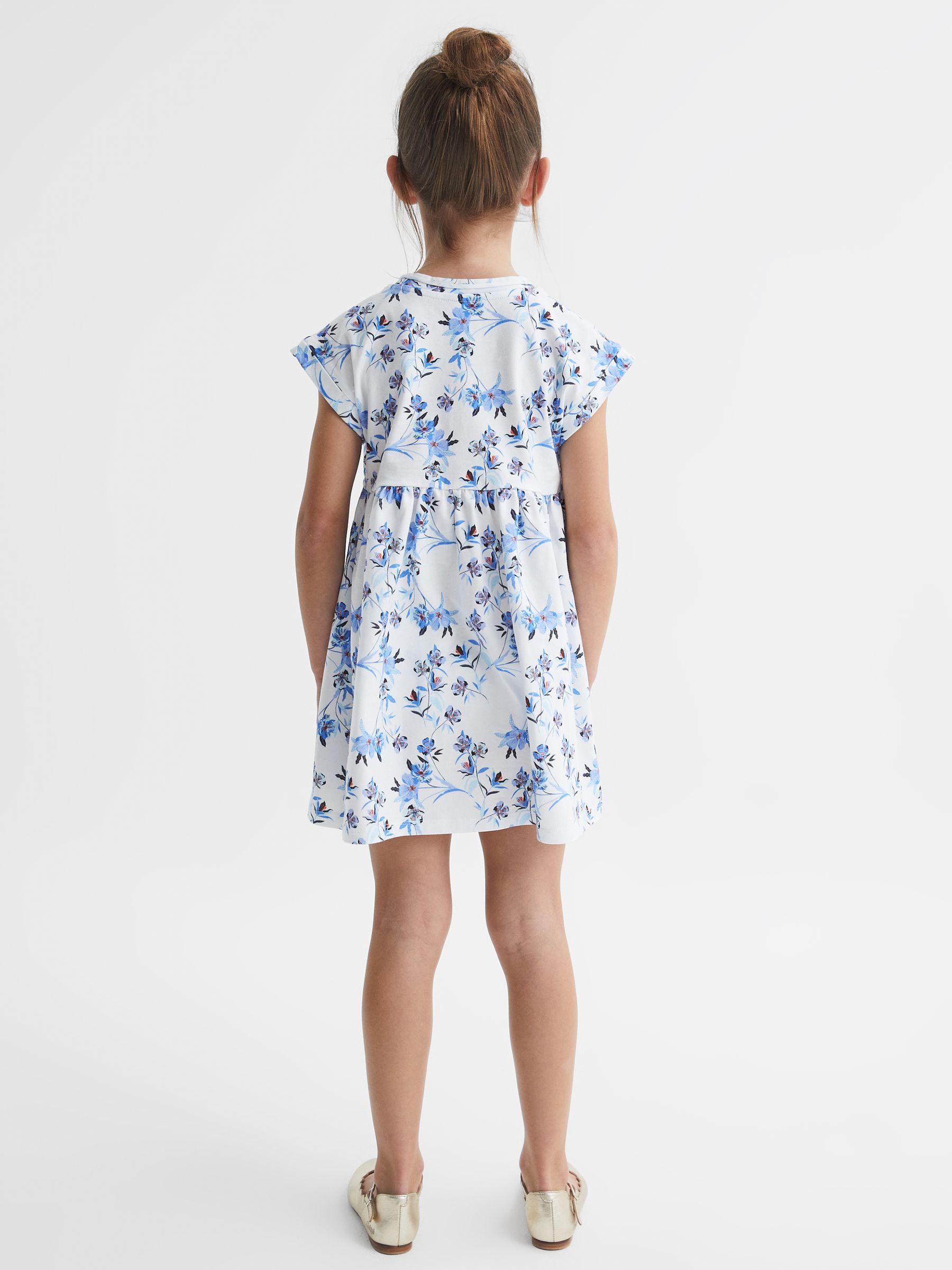 4-9 yrs Floral Print Jersey Dress in Blue Print - Image 5 of 6