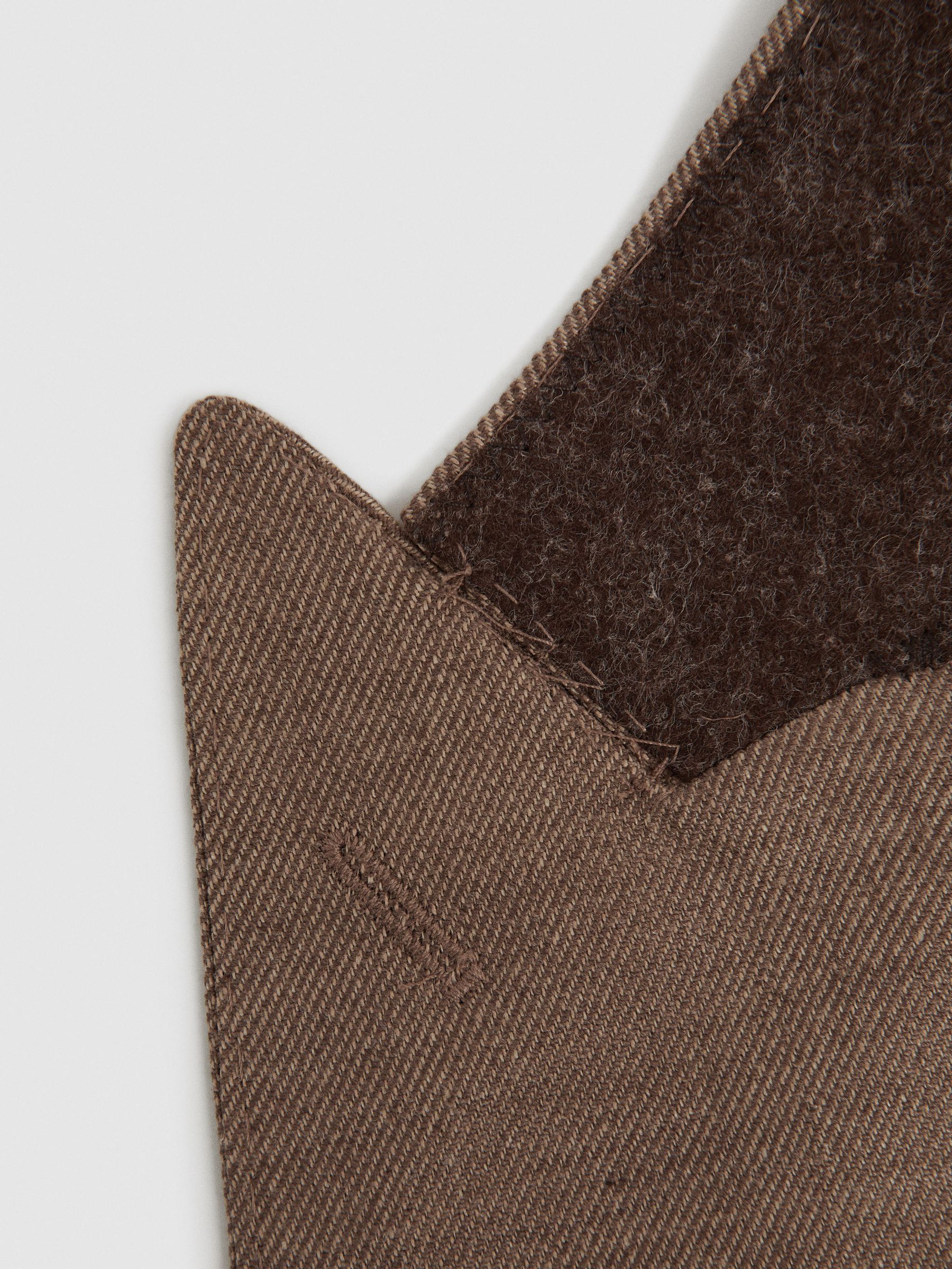 Slim Fit Double Breasted Twill Blazer in Tobacco - Image 7 of 7