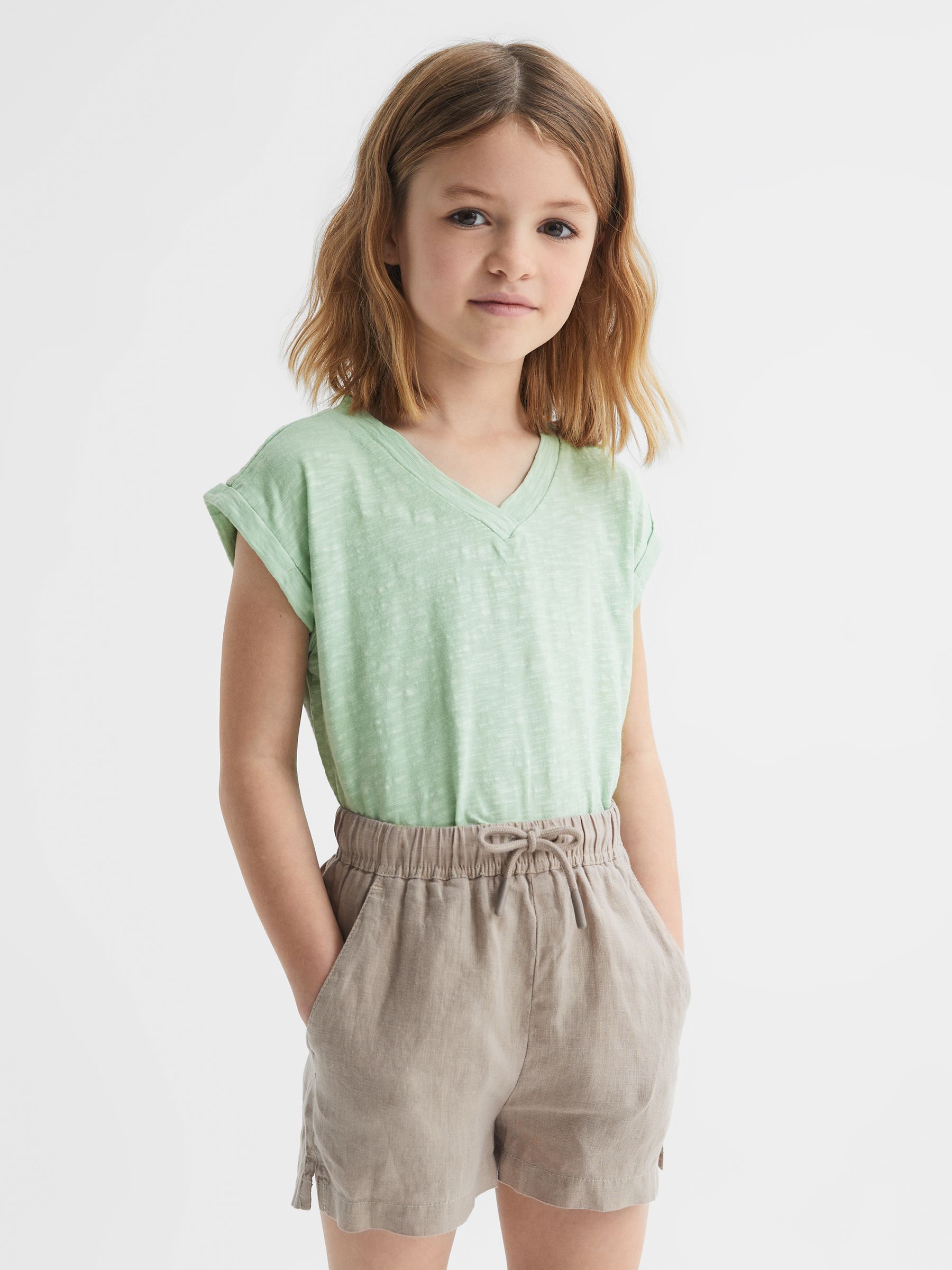 9-12 yrs Jersey V Neck T-Shirt in Aqua - Image 3 of 6