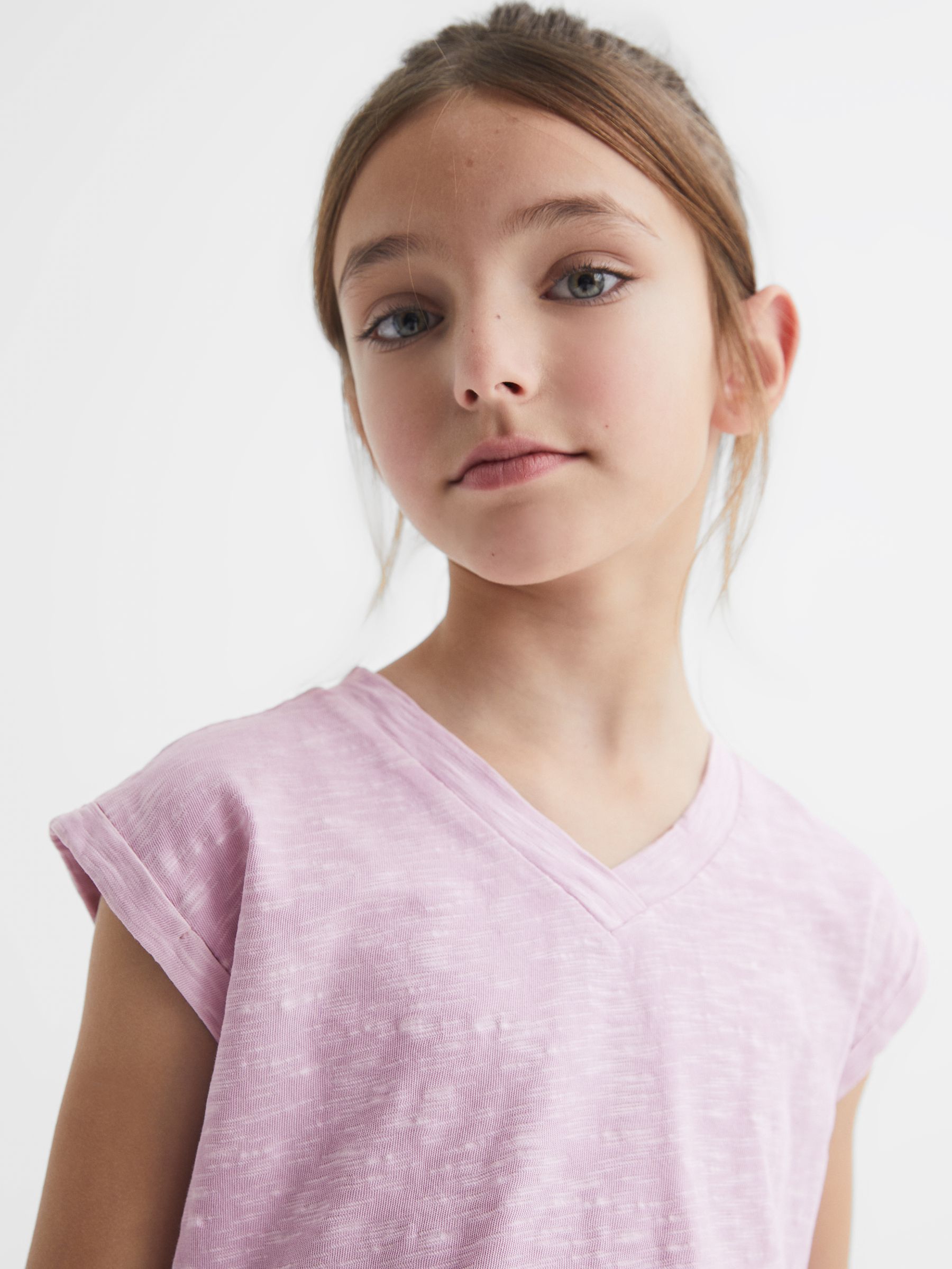 Junior Jersey V Neck T-Shirt in Lilac - Image 4 of 6