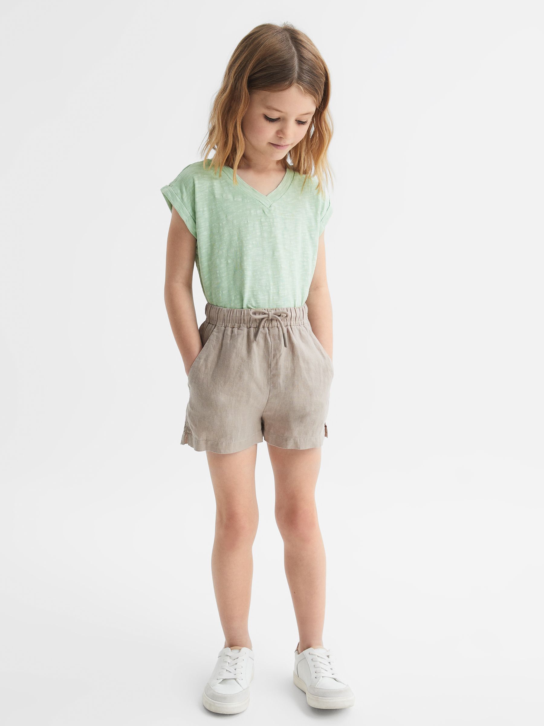 Jersey V Neck T-Shirt in Aqua - Image 3 of 12