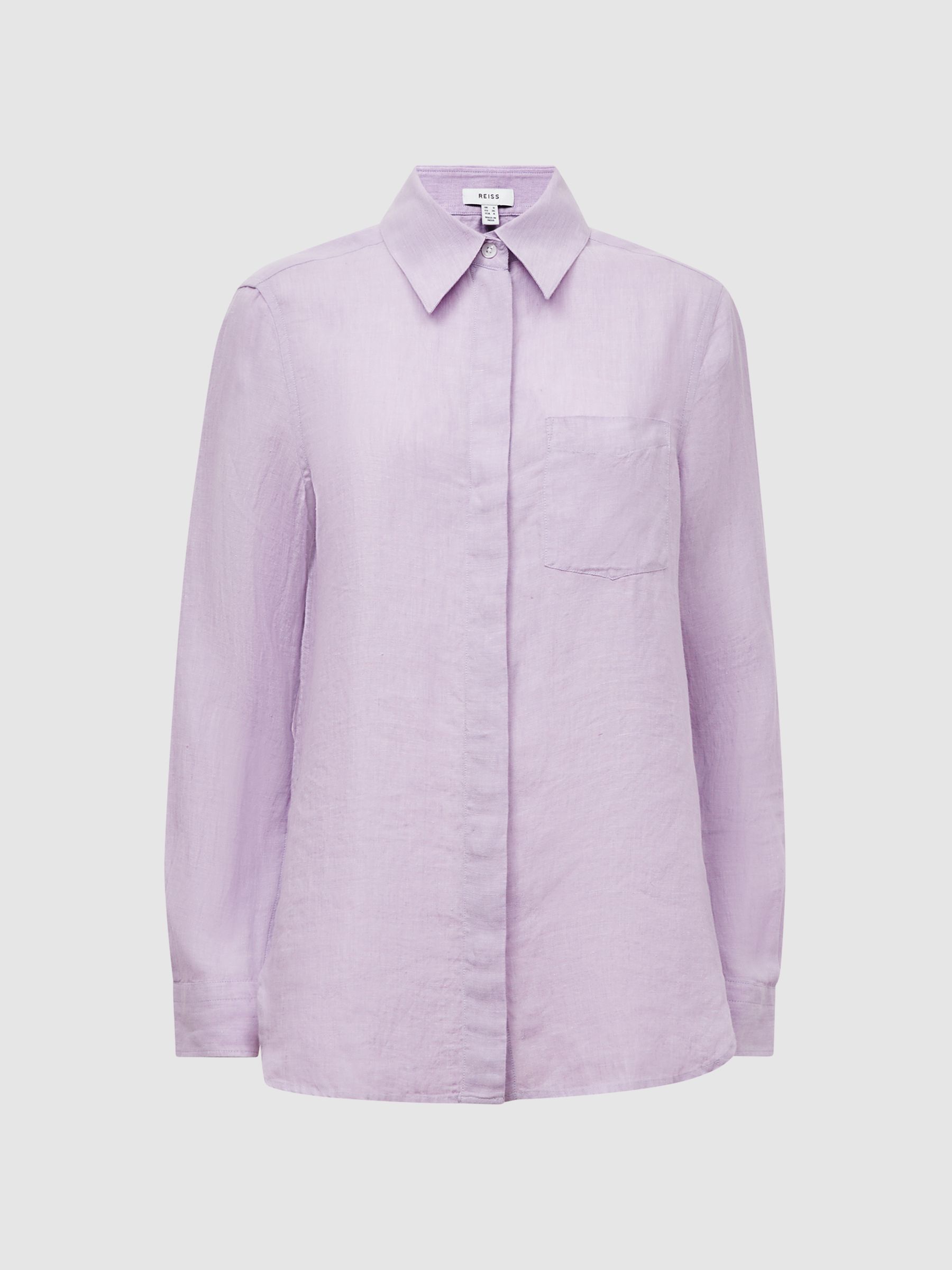 Linen Long Sleeve Shirt in Lilac - Image 2 of 6