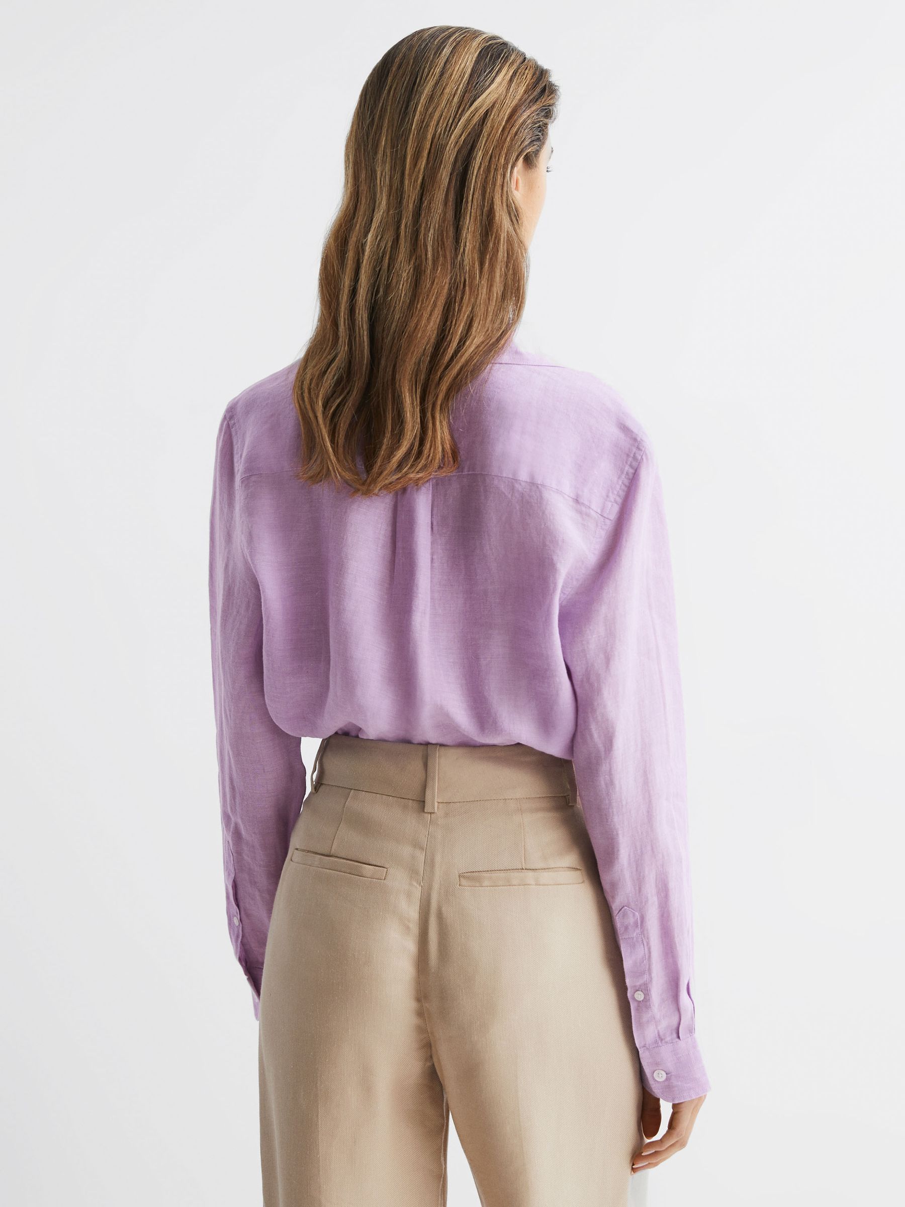Linen Long Sleeve Shirt in Lilac - Image 5 of 6