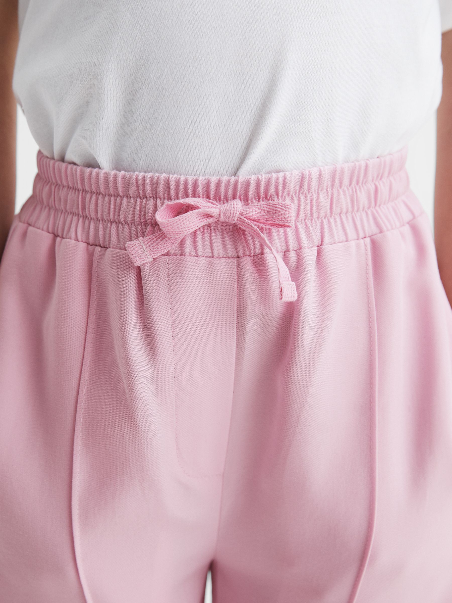 Wide Leg Side Slip Drawstring Trousers in Pink - Image 4 of 6