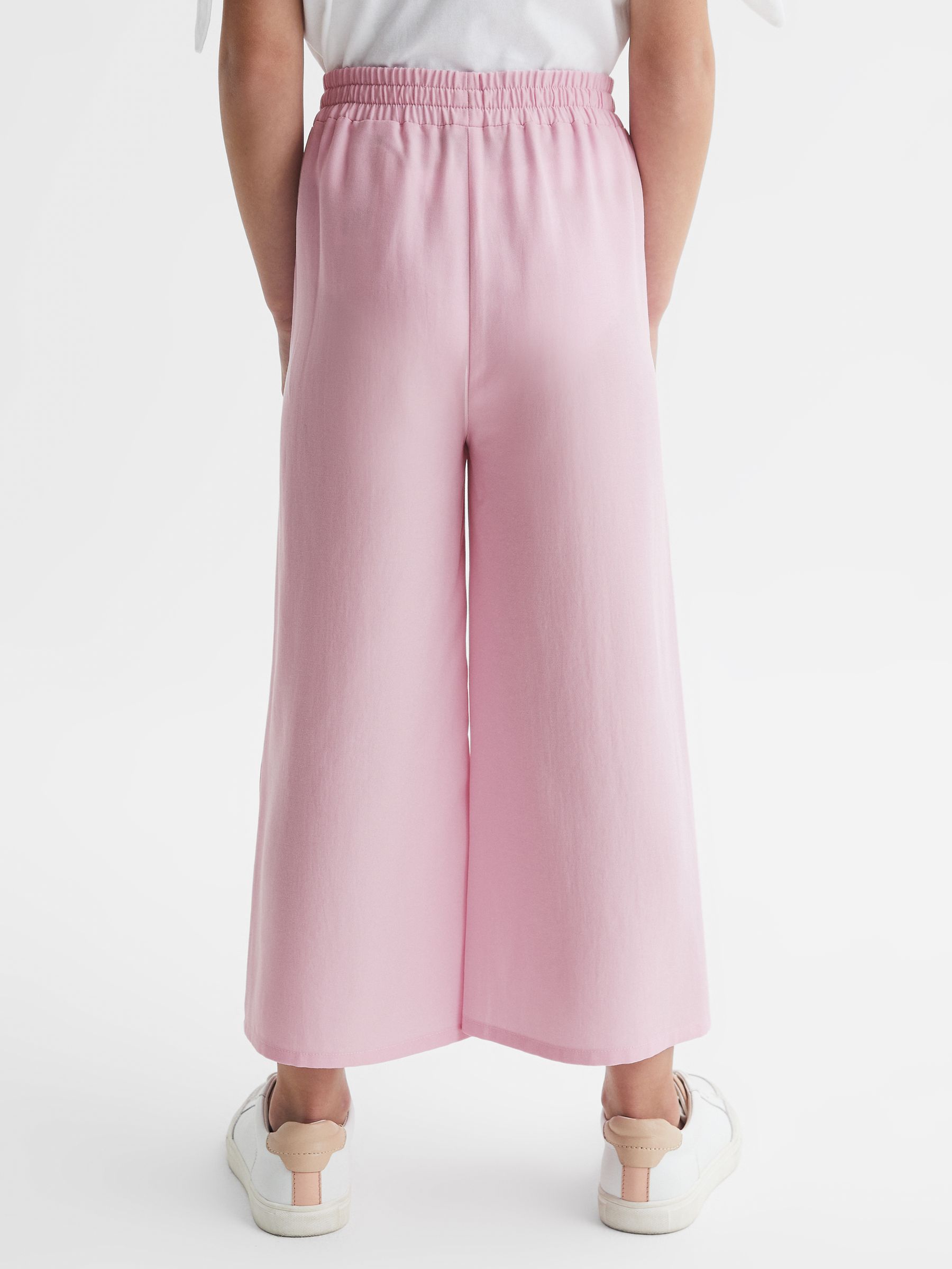 Wide Leg Side Slip Drawstring Trousers in Pink - Image 5 of 6