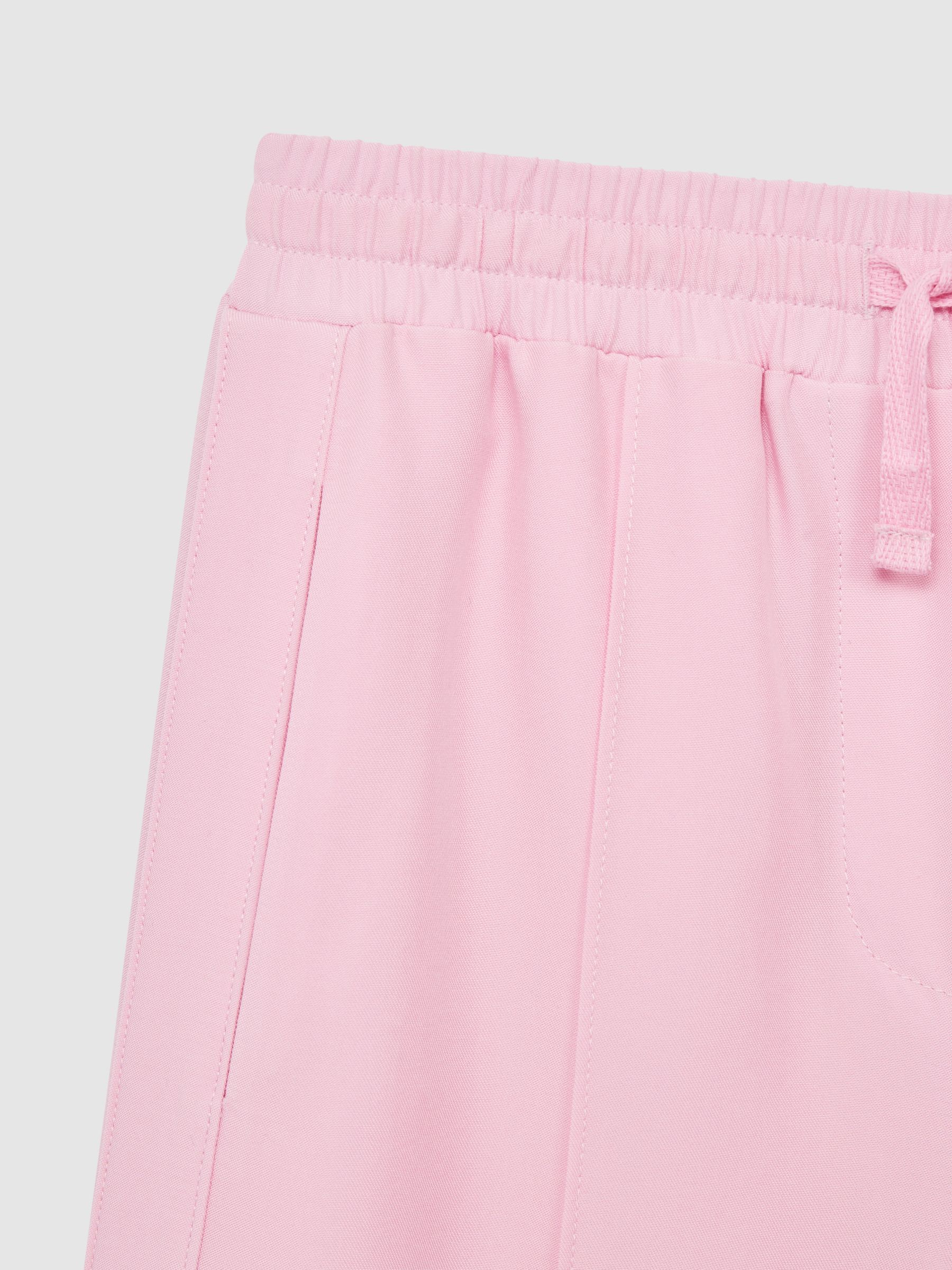 Wide Leg Side Slip Drawstring Trousers in Pink - Image 6 of 6