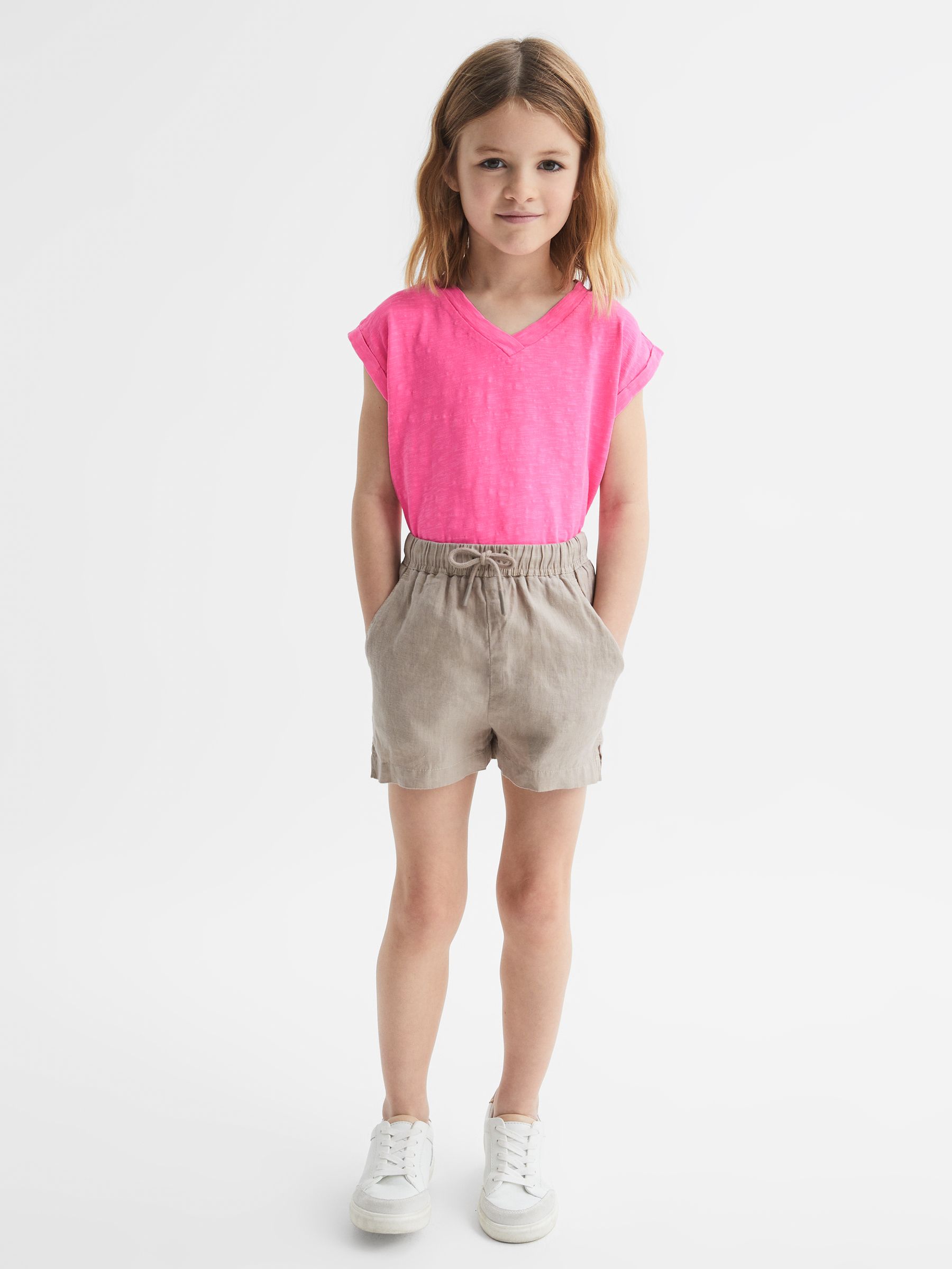 9-12 yrs Jersey V Neck T-Shirt in Pink - Image 1 of 6
