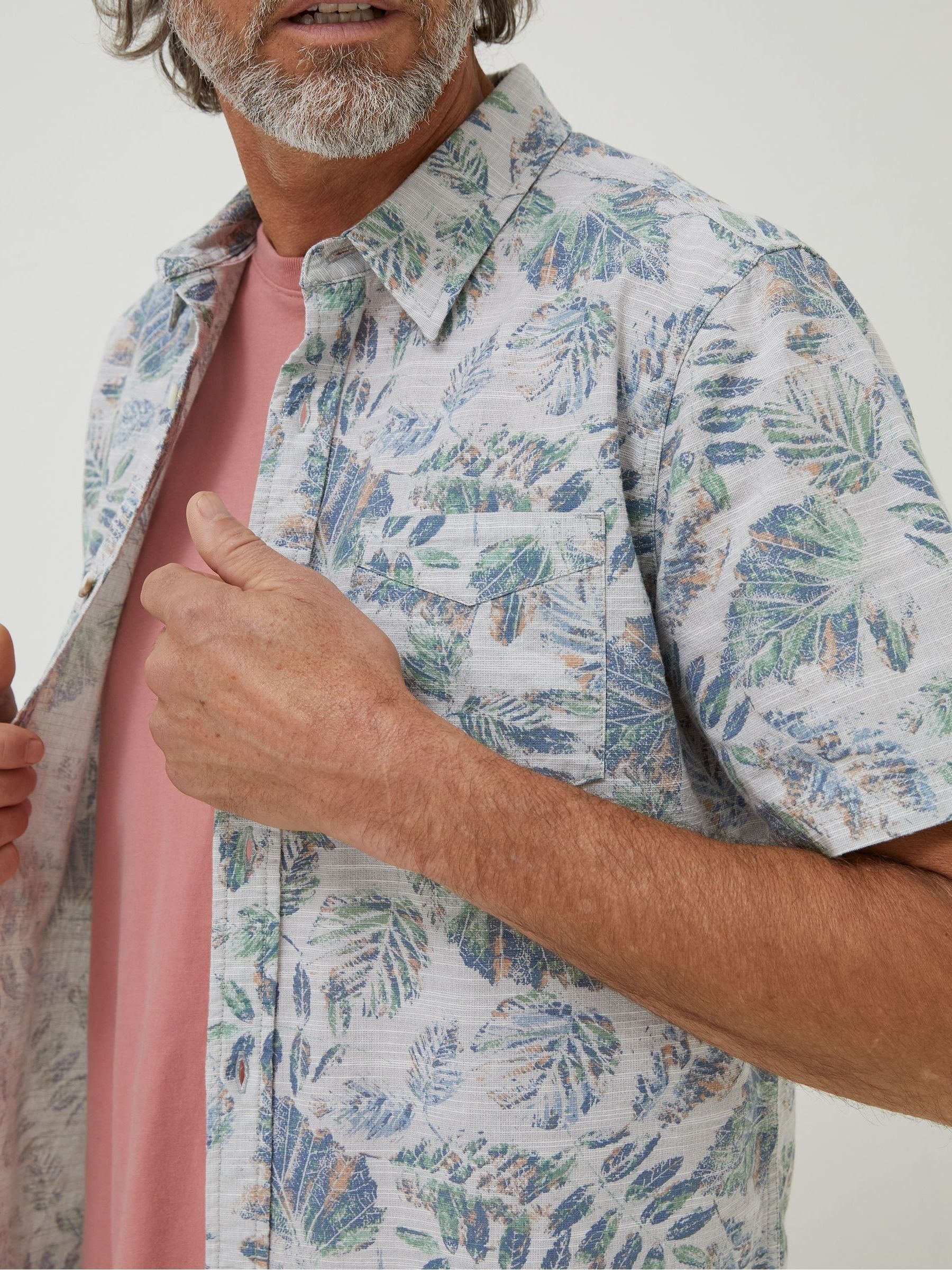 Blue National Forest Leaf Print Shirt - Image 3 of 4