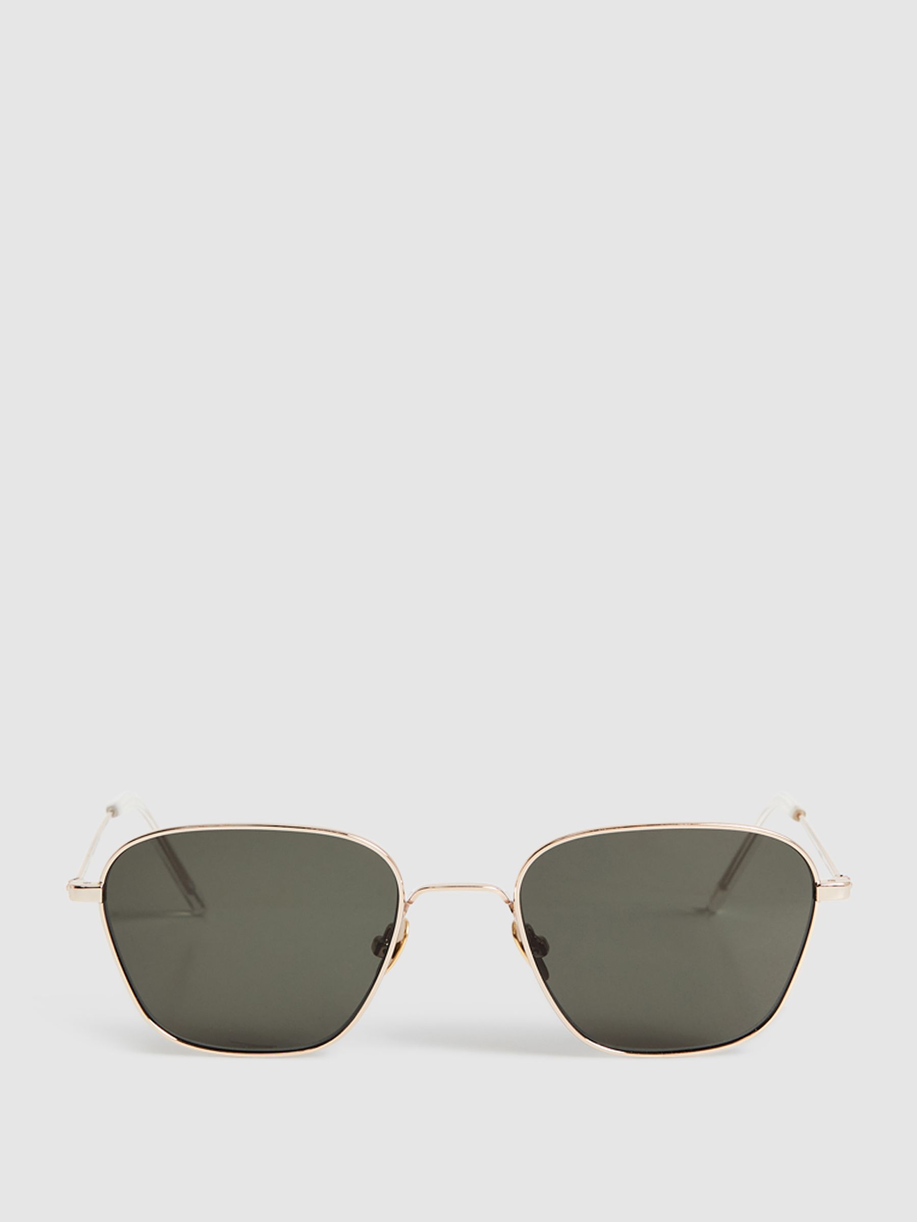 Monokel Eyewear Squared Sunglasses in Gold - Image 1 of 5