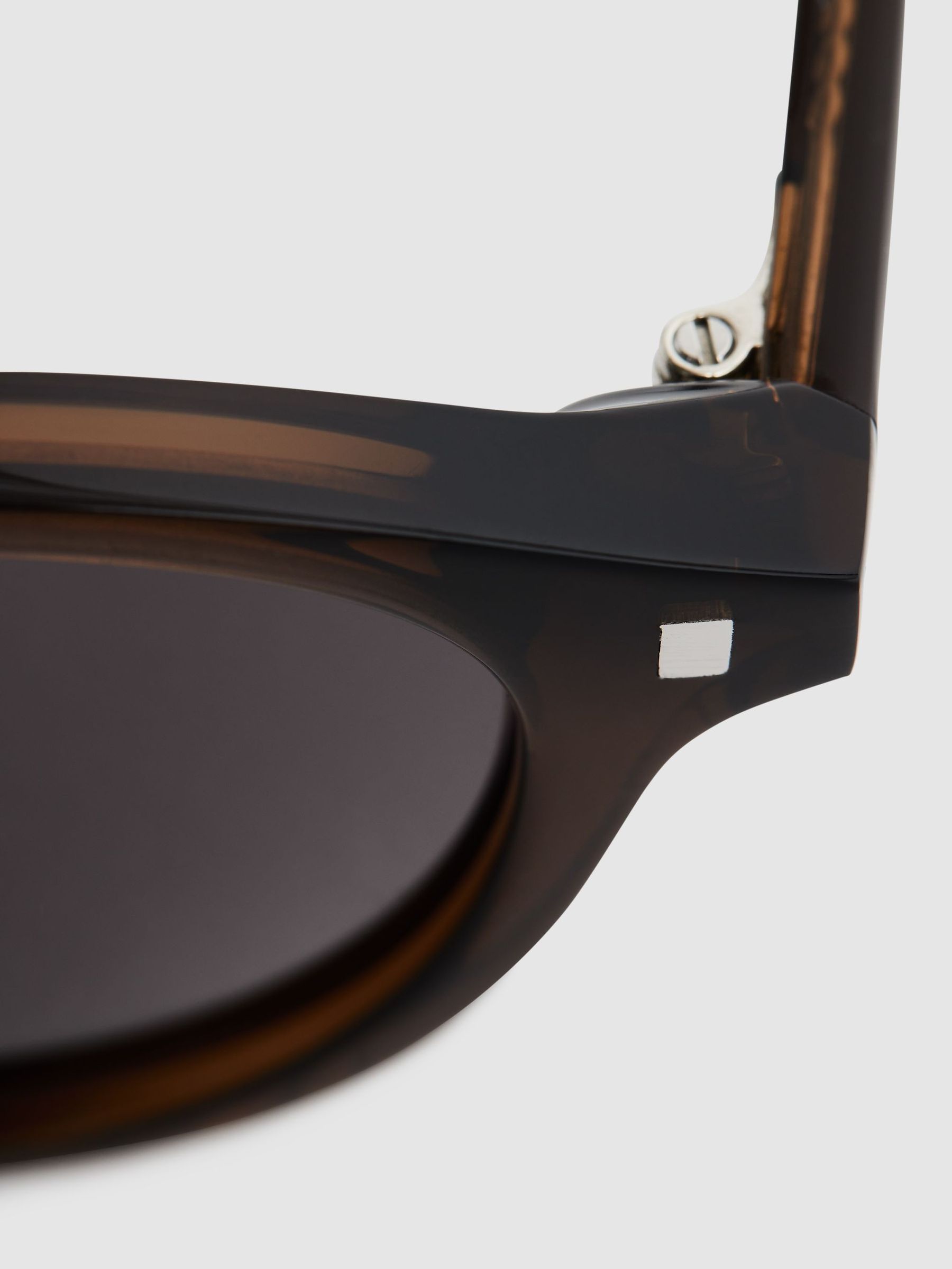 Monokel Eyewear Round Sunglasses in Brown - Image 4 of 4