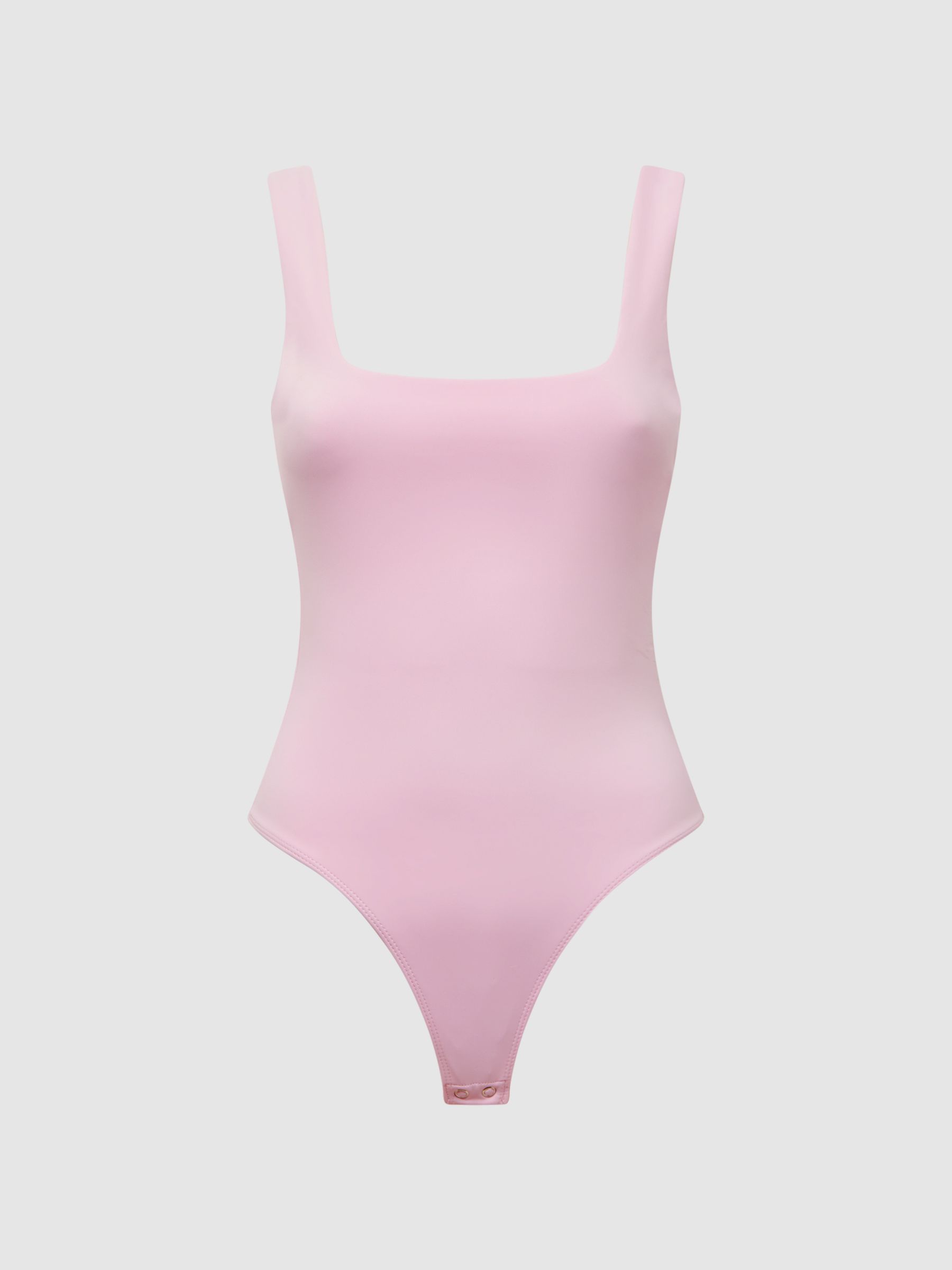 Good American Square Neck Bodysuit in Soft Pink - Image 2 of 7
