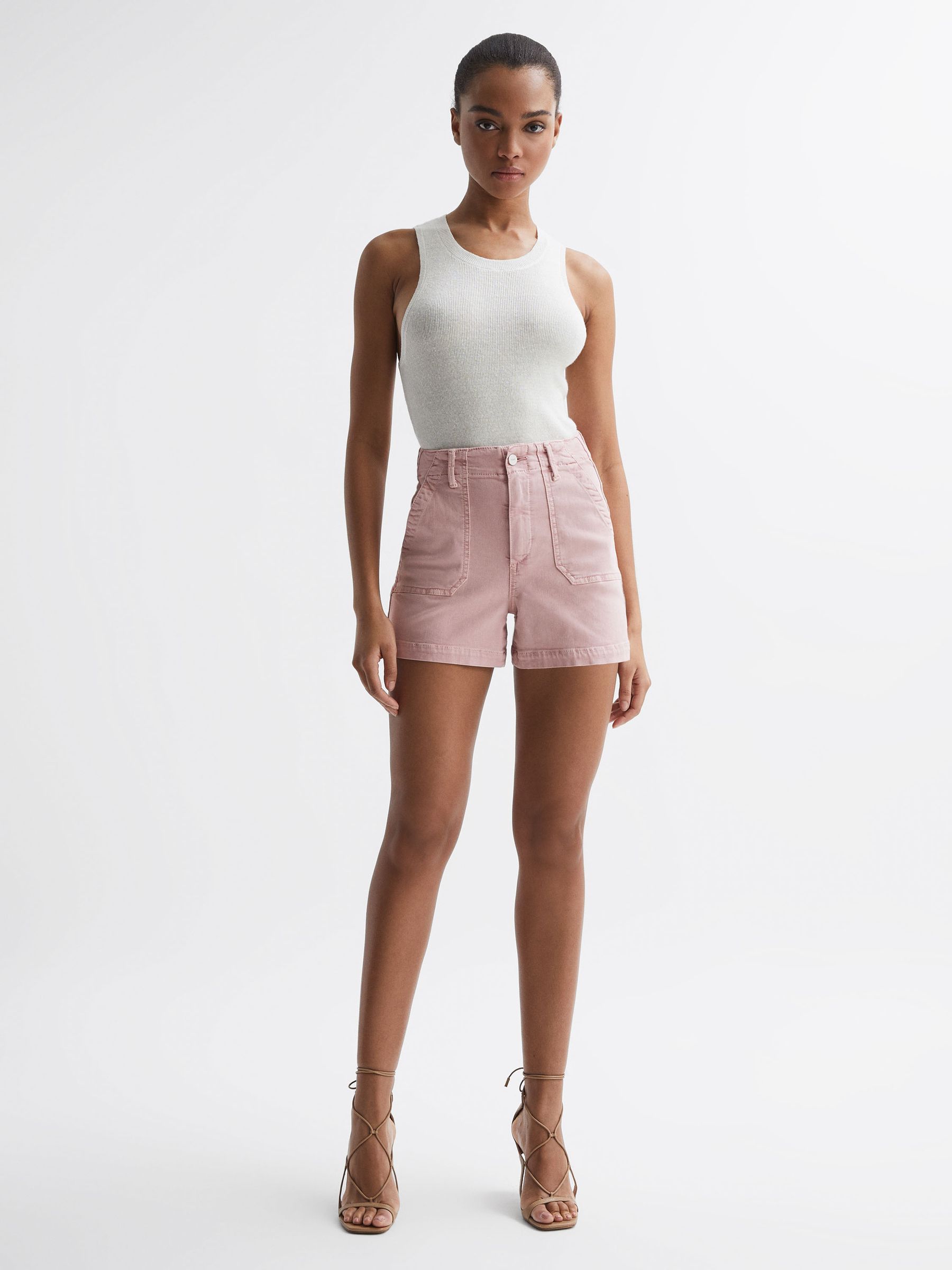 Paige High Rise Shorts in Vintage Rouge Glow - Image 3 of 5