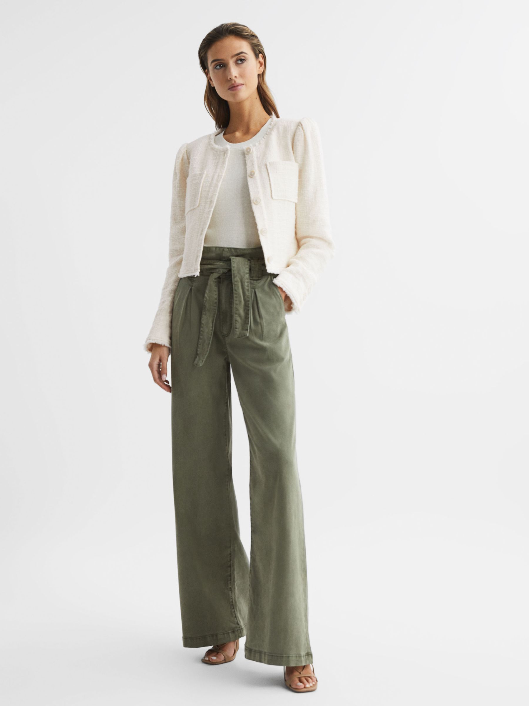 Paige Frayed Textured Jacket in Cream - Image 6 of 6