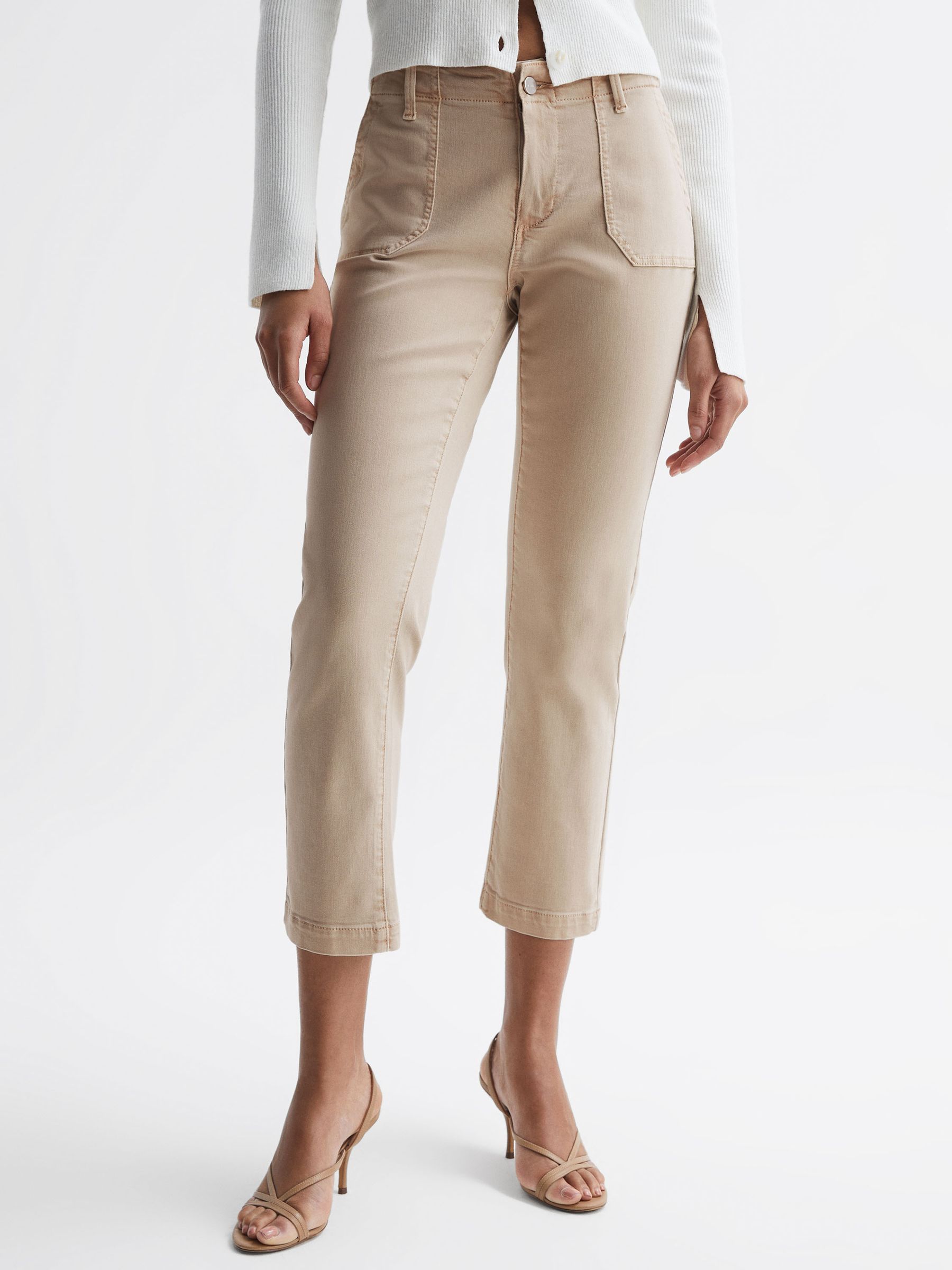 Paige High Rise Straight Leg Jeans in Vintage Warm Sand - Image 1 of 6