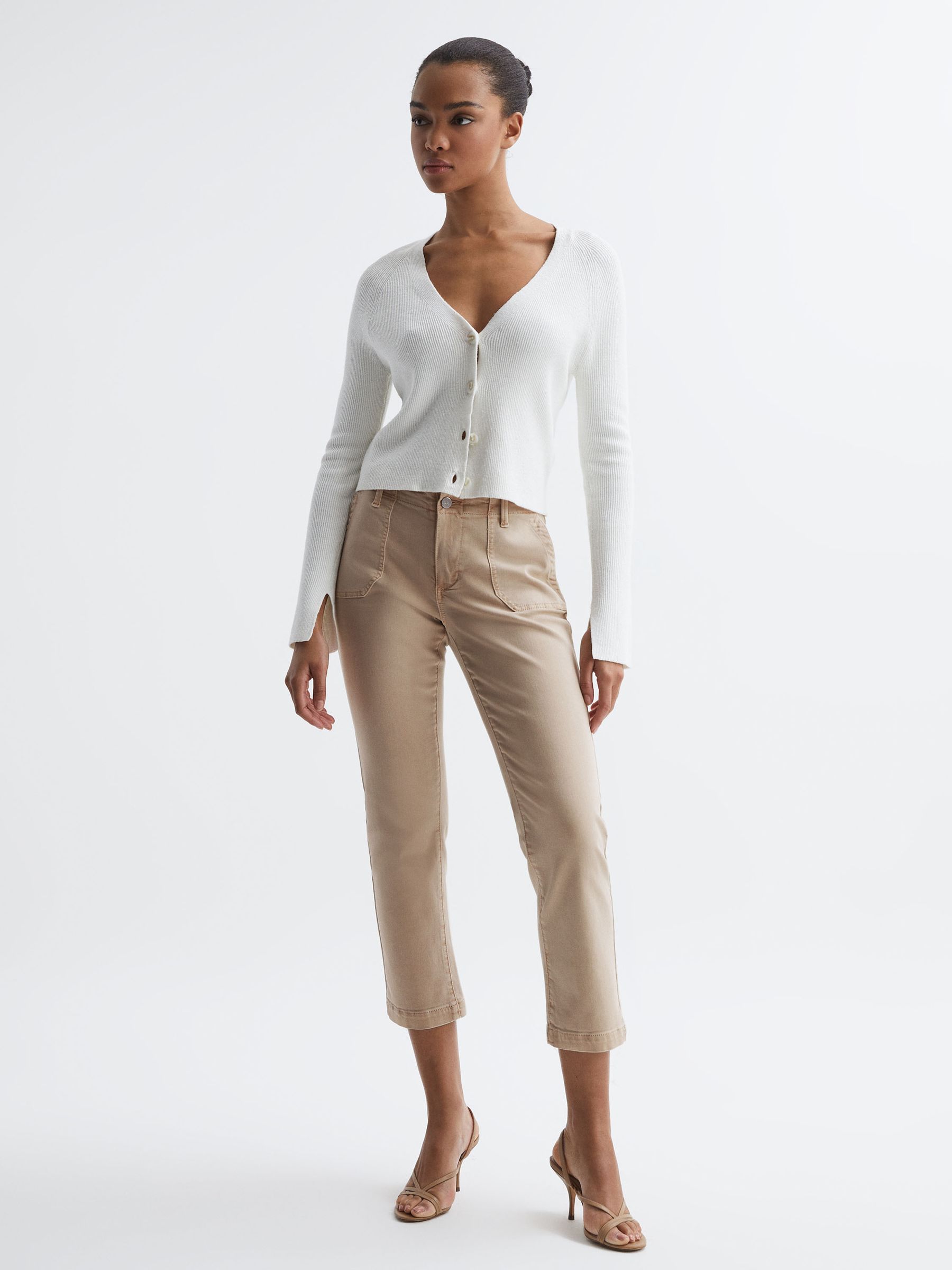 Paige High Rise Straight Leg Jeans in Vintage Warm Sand - Image 3 of 6
