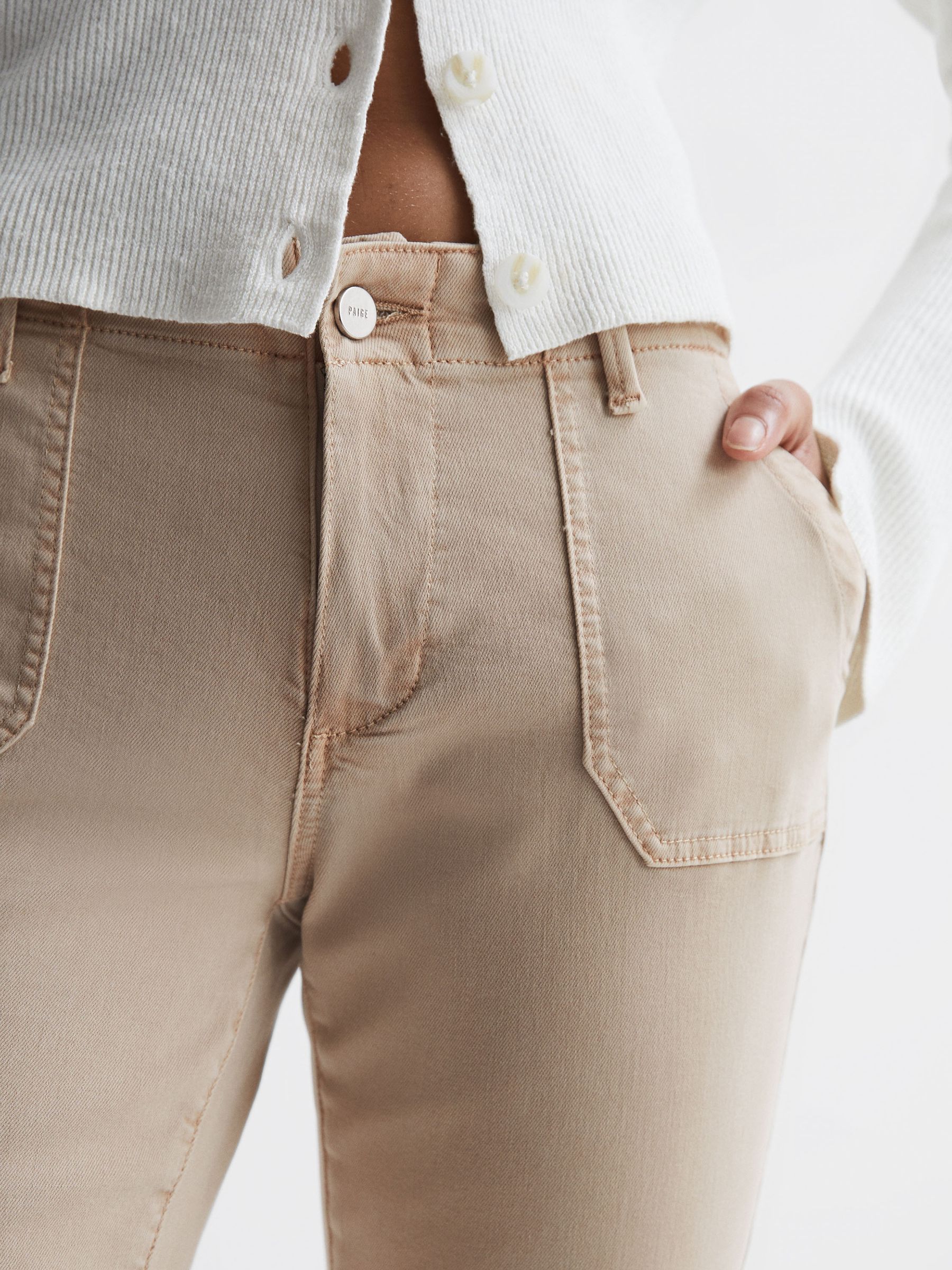 Paige High Rise Straight Leg Jeans in Vintage Warm Sand - Image 4 of 6