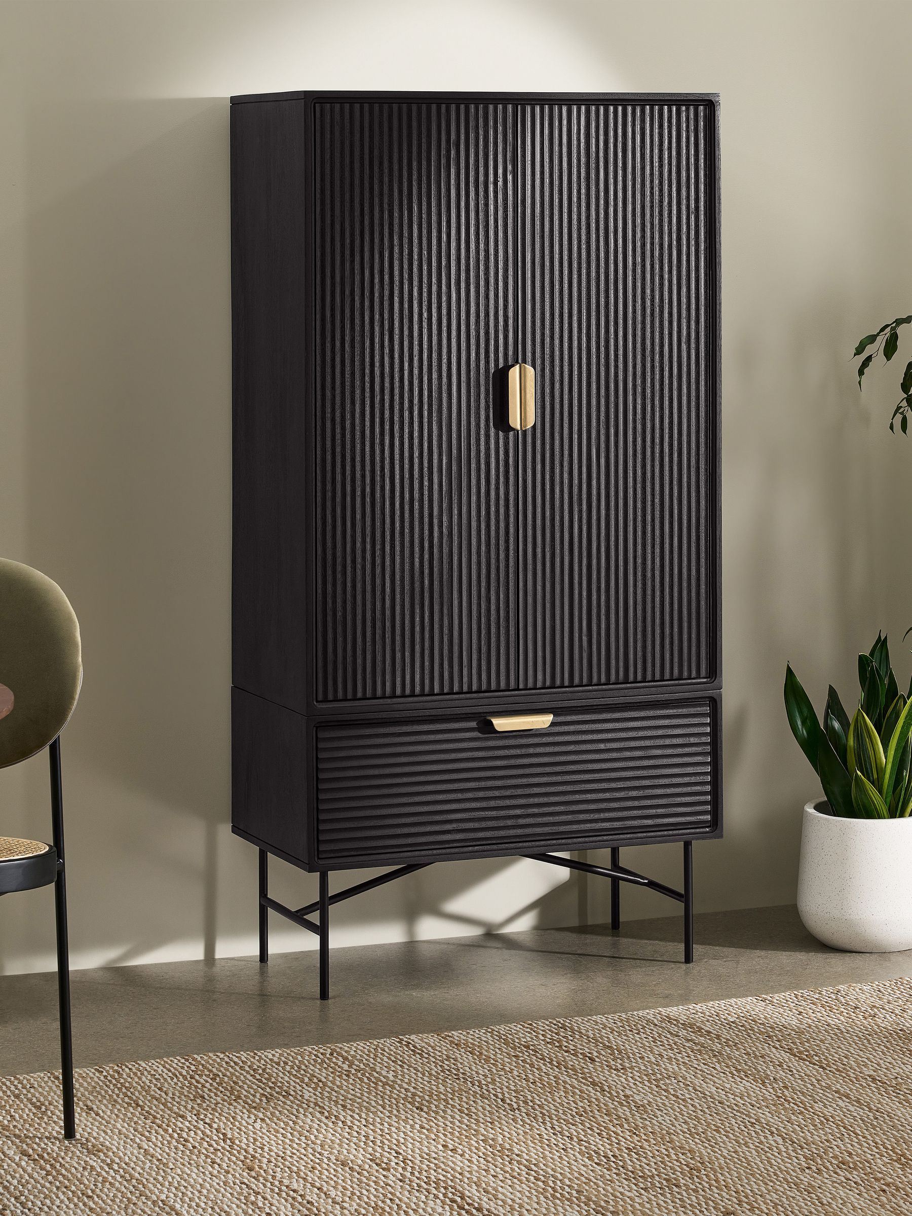 Haines Tall Cabinet in Charcoal - Image 2 of 5