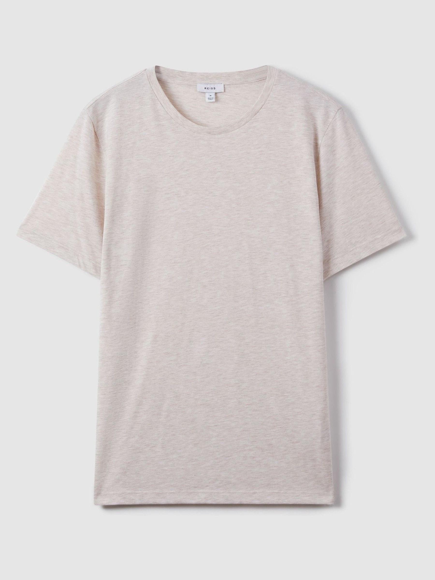 Cotton Crew Neck T-Shirt in Oatmeal Melange - Image 2 of 6