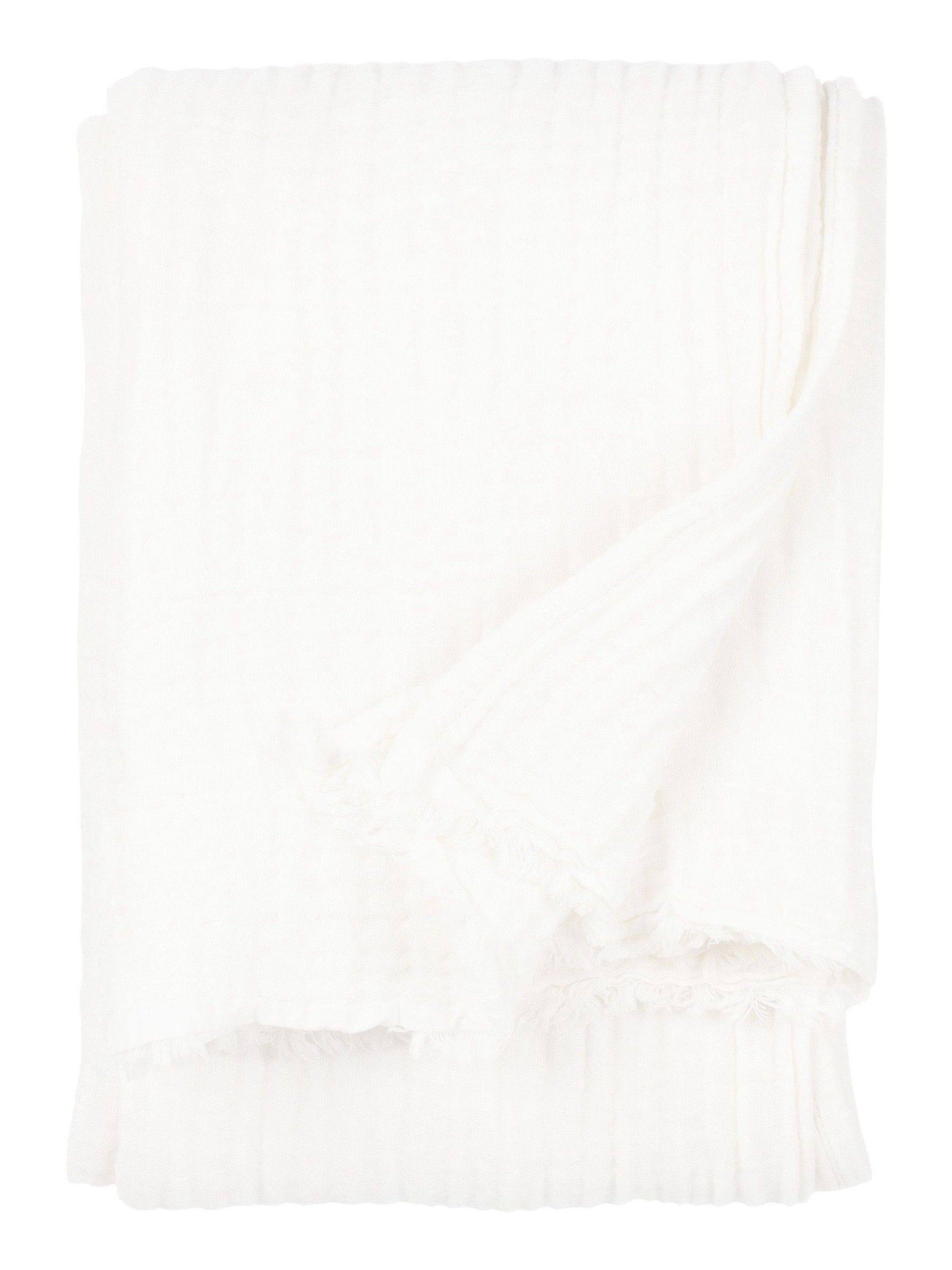 Yard Warm White Lark 4 Layer Muslin Crinkle 100% Cotton Throw - Image 3 of 6