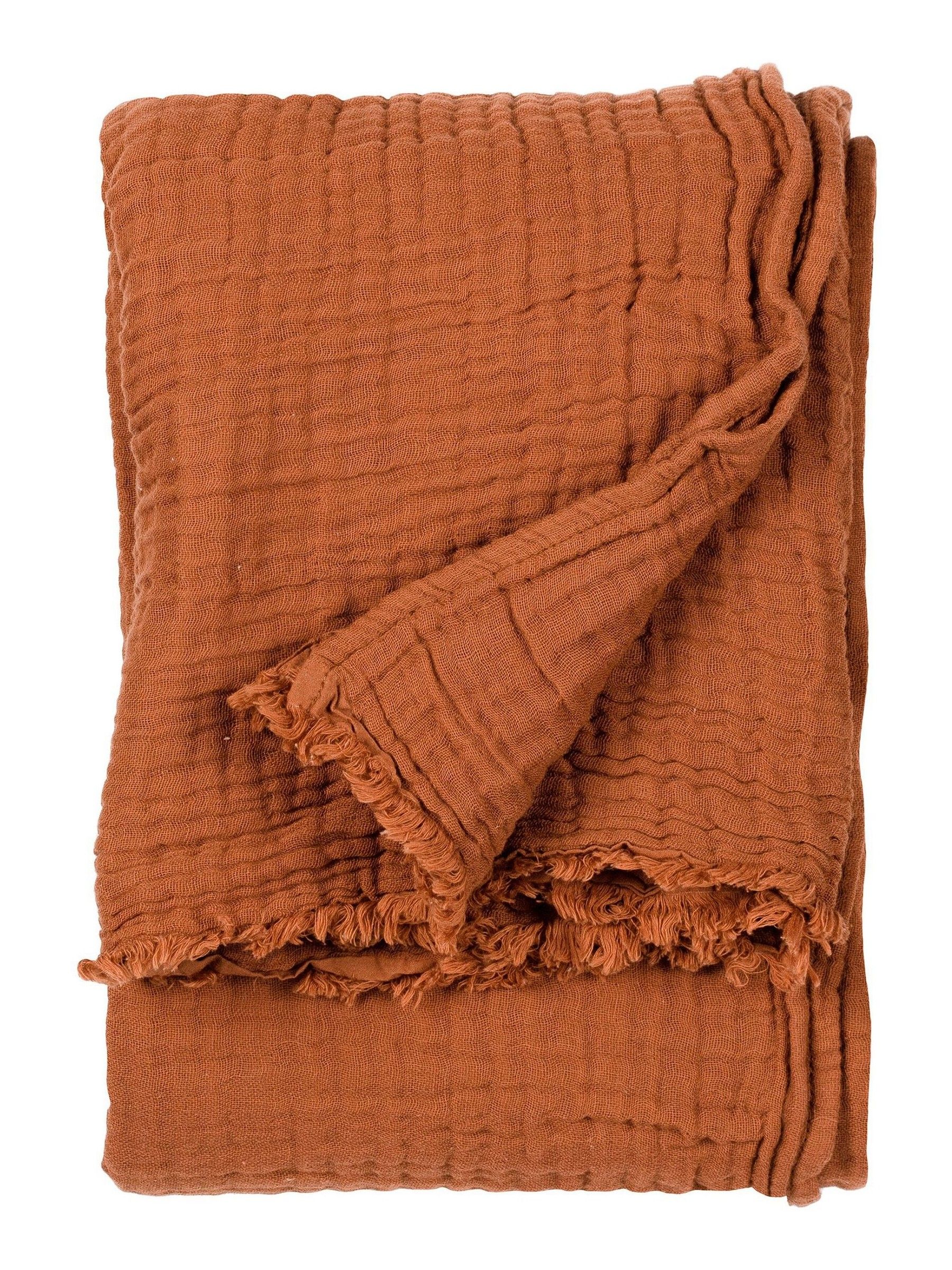 Yard Pecan Brown Lark 4 Layer Muslin Crinkle 100% Cotton Throw - Image 1 of 6