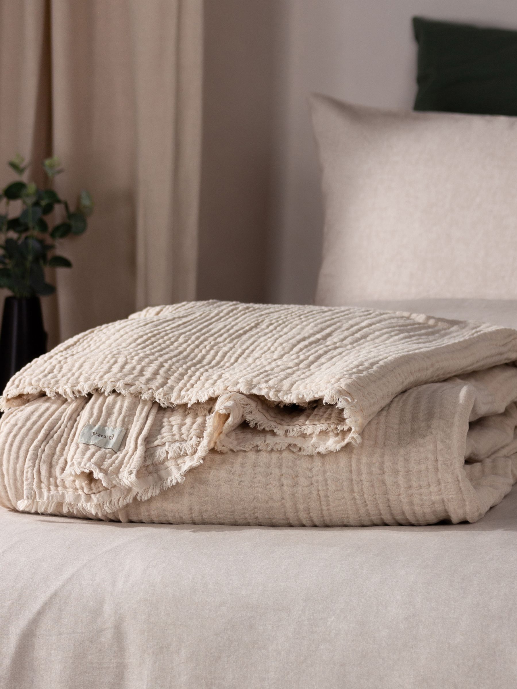 Yard Natural Lark 4 Layer Muslin Crinkle 100% Cotton Throw - Image 1 of 7