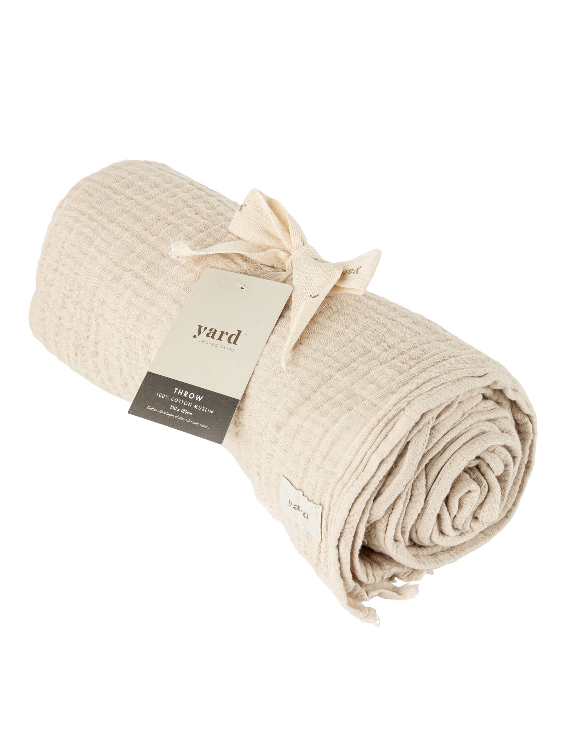 Yard Natural Lark 4 Layer Muslin Crinkle 100% Cotton Throw - Image 2 of 7