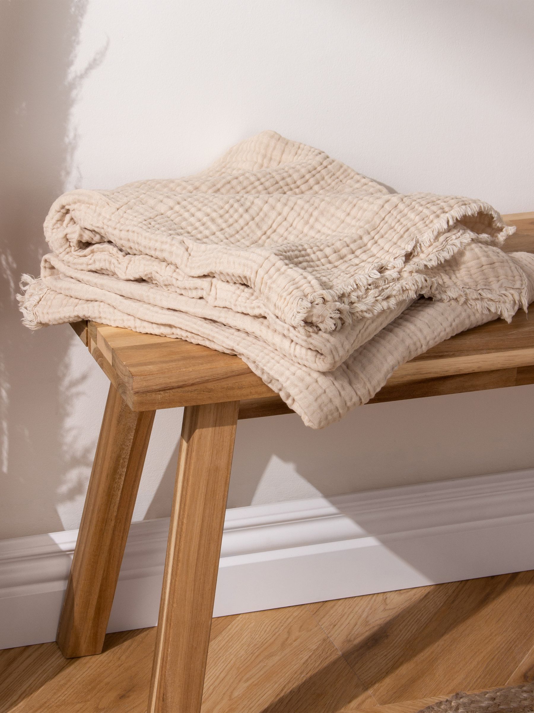 Yard Natural Lark 4 Layer Muslin Crinkle 100% Cotton Throw - Image 6 of 7