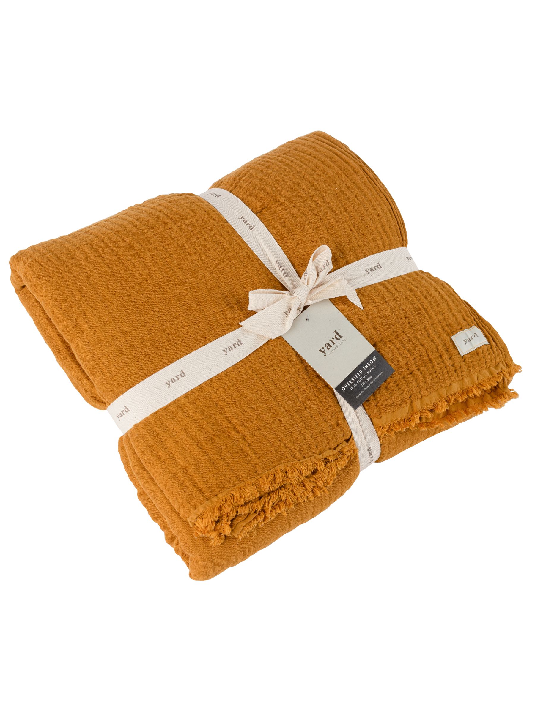 Yard Cumin Yellow Lark 4 Layer Muslin Crinkle 100% Cotton Throw - Image 2 of 7