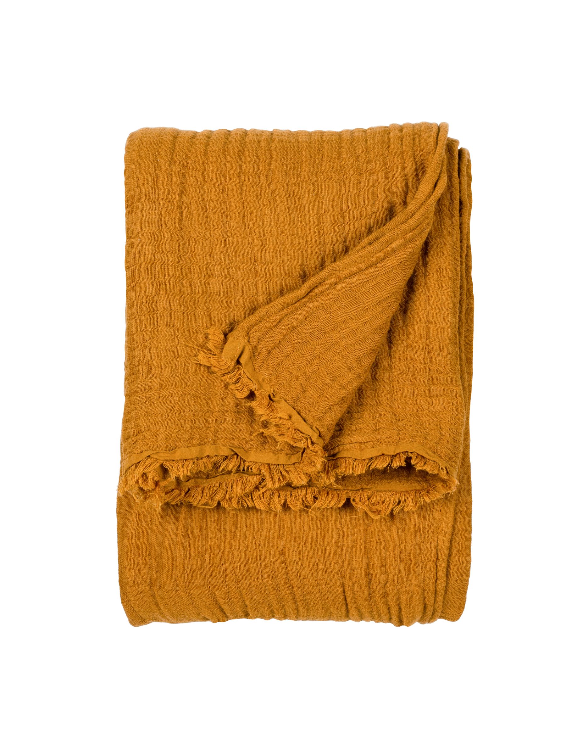 Yard Cumin Yellow Lark 4 Layer Muslin Crinkle 100% Cotton Throw - Image 3 of 7