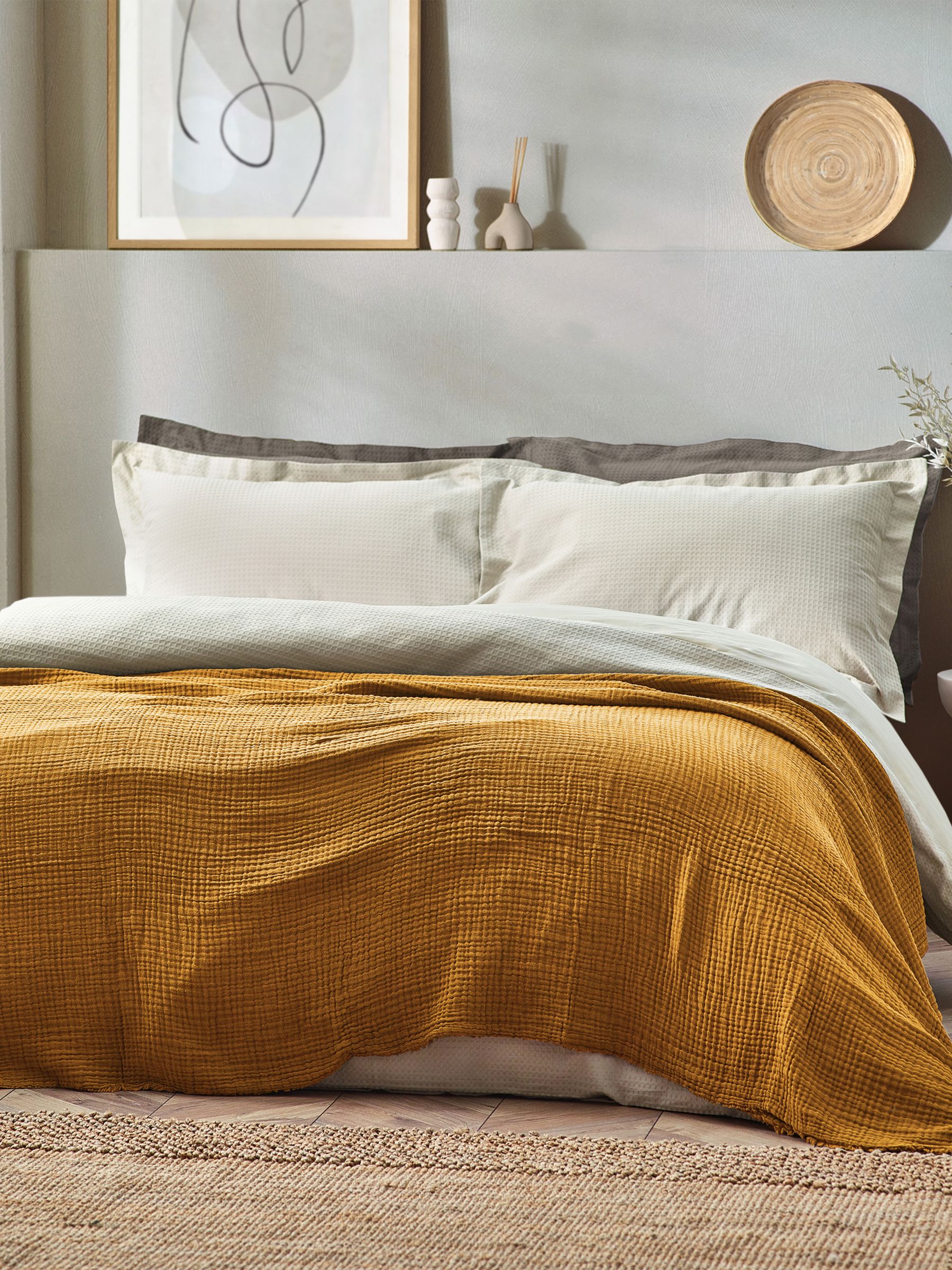Yard Cumin Yellow Lark 4 Layer Muslin Crinkle 100% Cotton Throw - Image 6 of 7