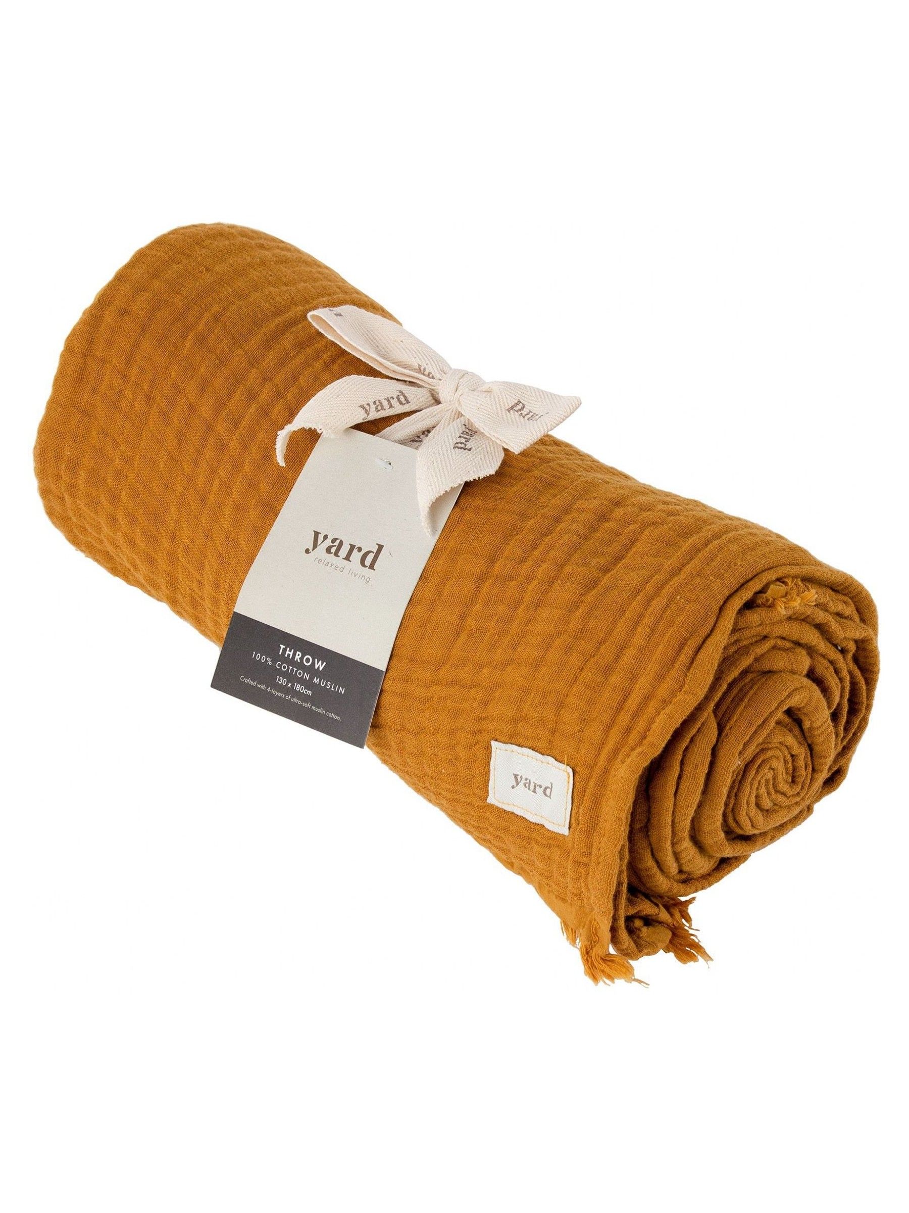 Yard Cumin Yellow Lark 4 Layer Muslin Crinkle 100% Cotton Throw - Image 8 of 8 Yard Cumin Yellow Lark 4 Layer Muslin Crinkle 100% Cotton Throw - Image 8 of 8