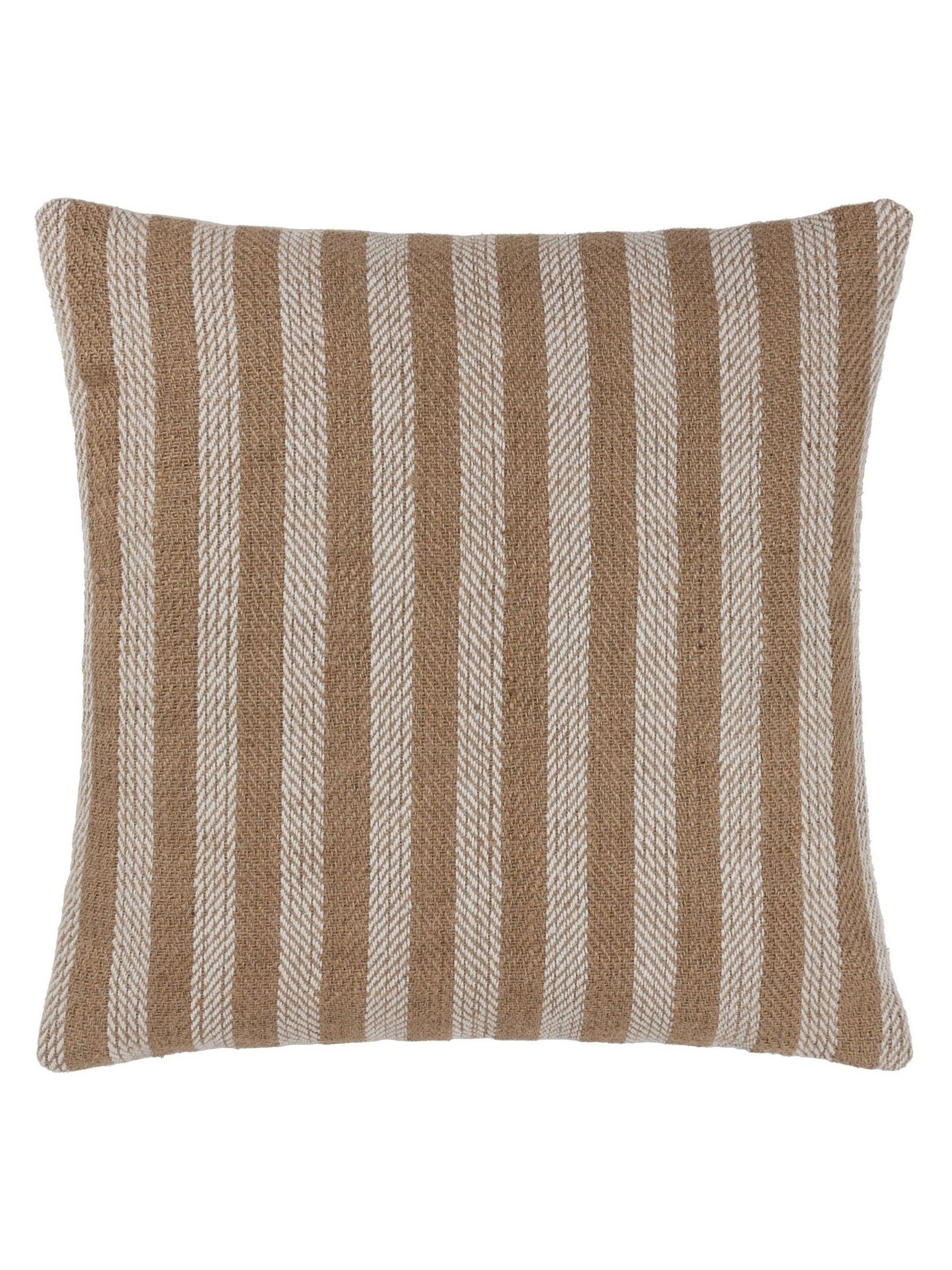 Yard Natural Beige Strata Stripe Cotton Jute Woven Cushion - Image 2 of 6