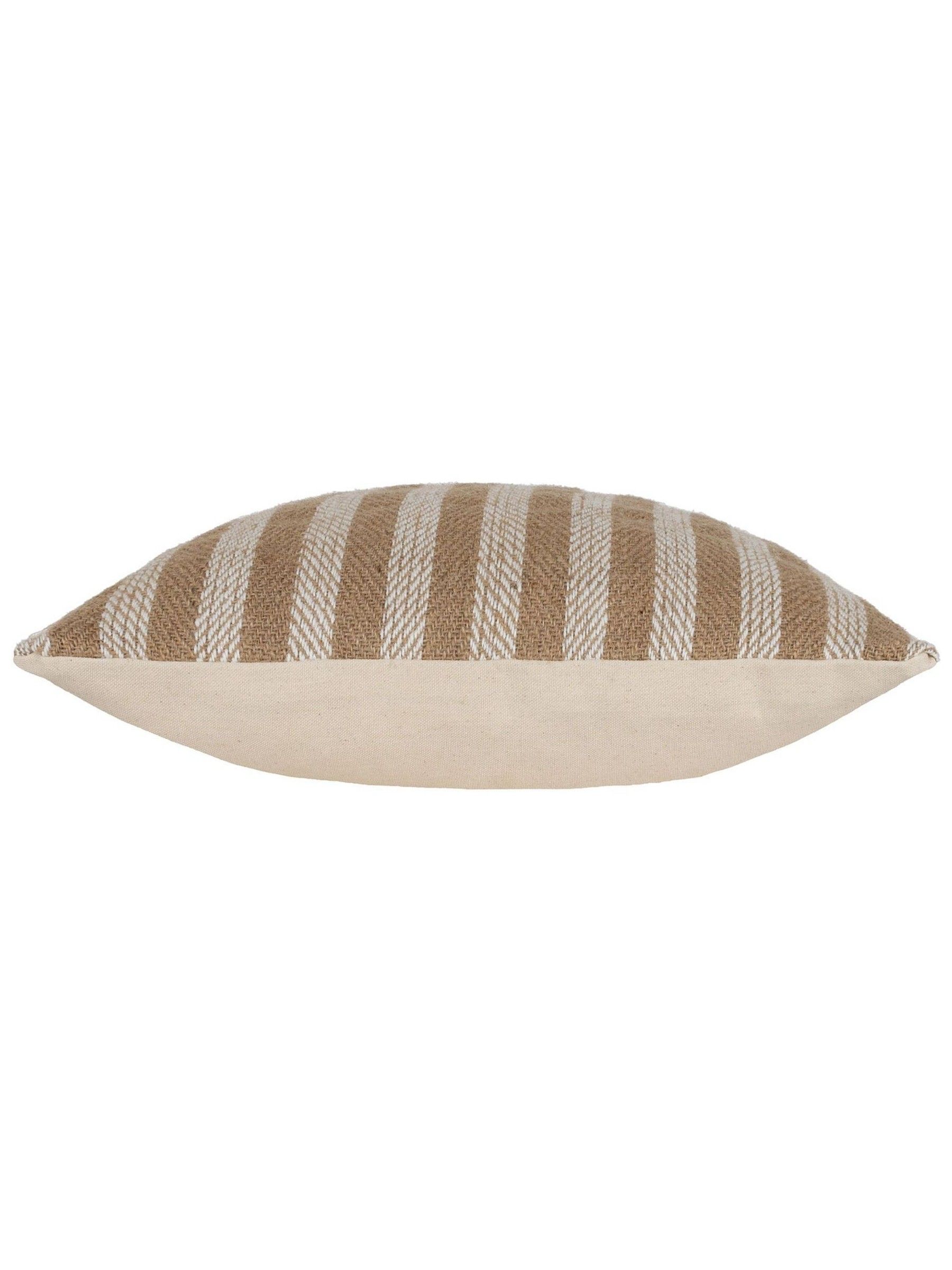Yard Natural Beige Strata Stripe Cotton Jute Woven Cushion - Image 4 of 6