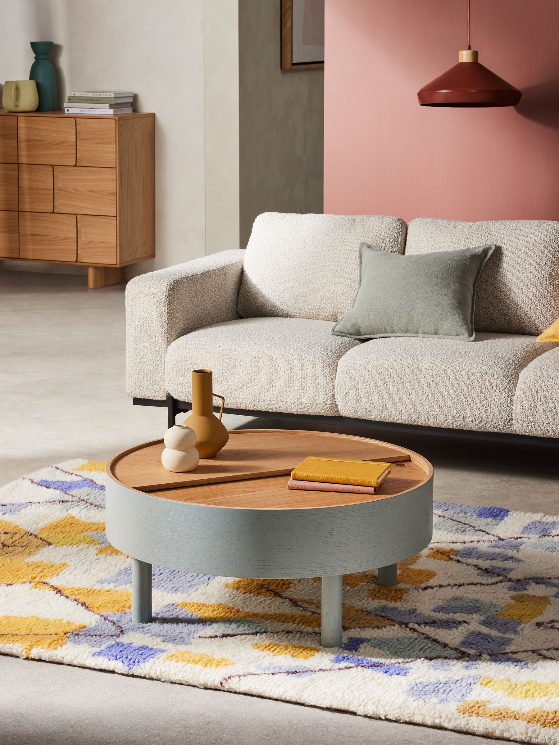 Lola Round Storage Coffee Table in Grey - Image 1 of 5