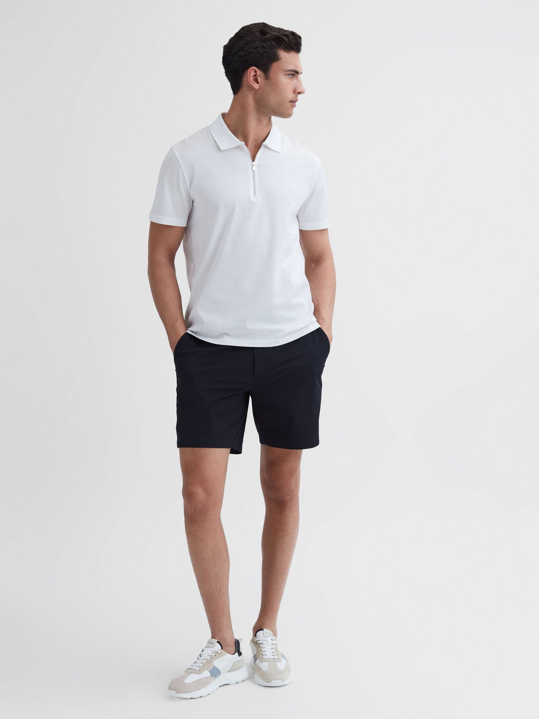 Mercerised Egyptian Cotton Polo Shirt in White - Image 3 of 7