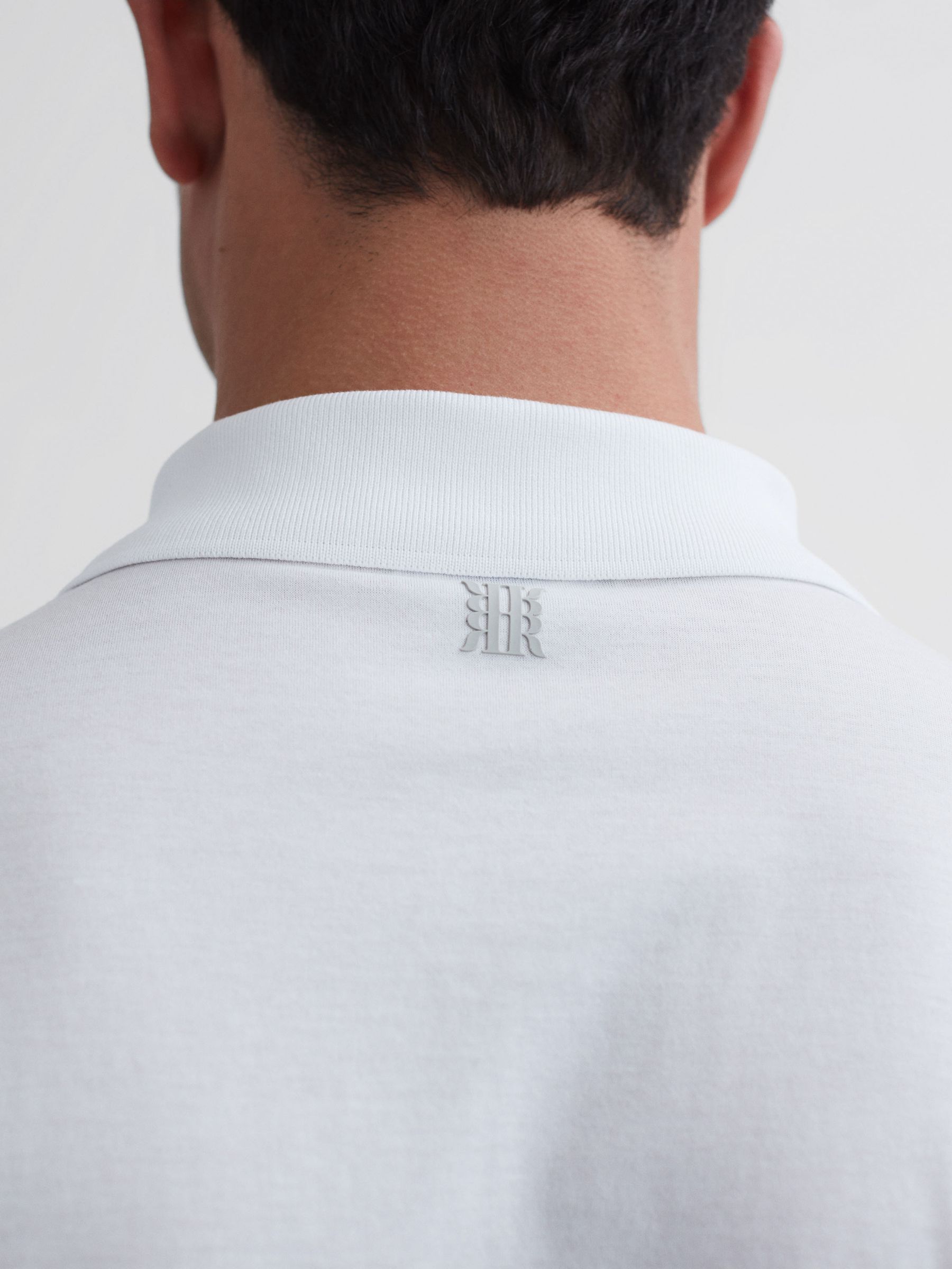 Mercerised Egyptian Cotton Polo Shirt in White - Image 6 of 7