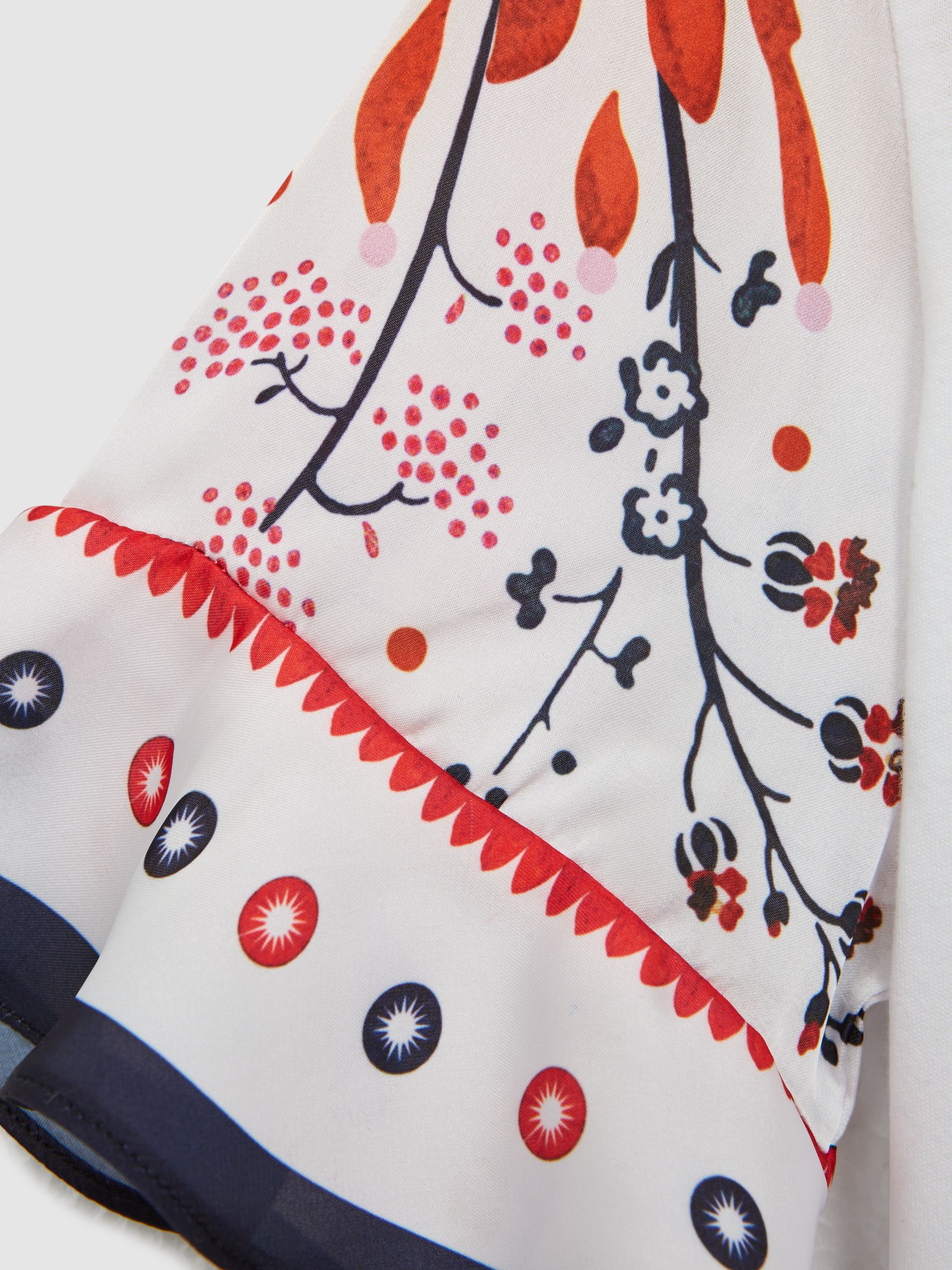 Senior Flared Printed Sleeve T-Shirt in White - Image 6 of 6