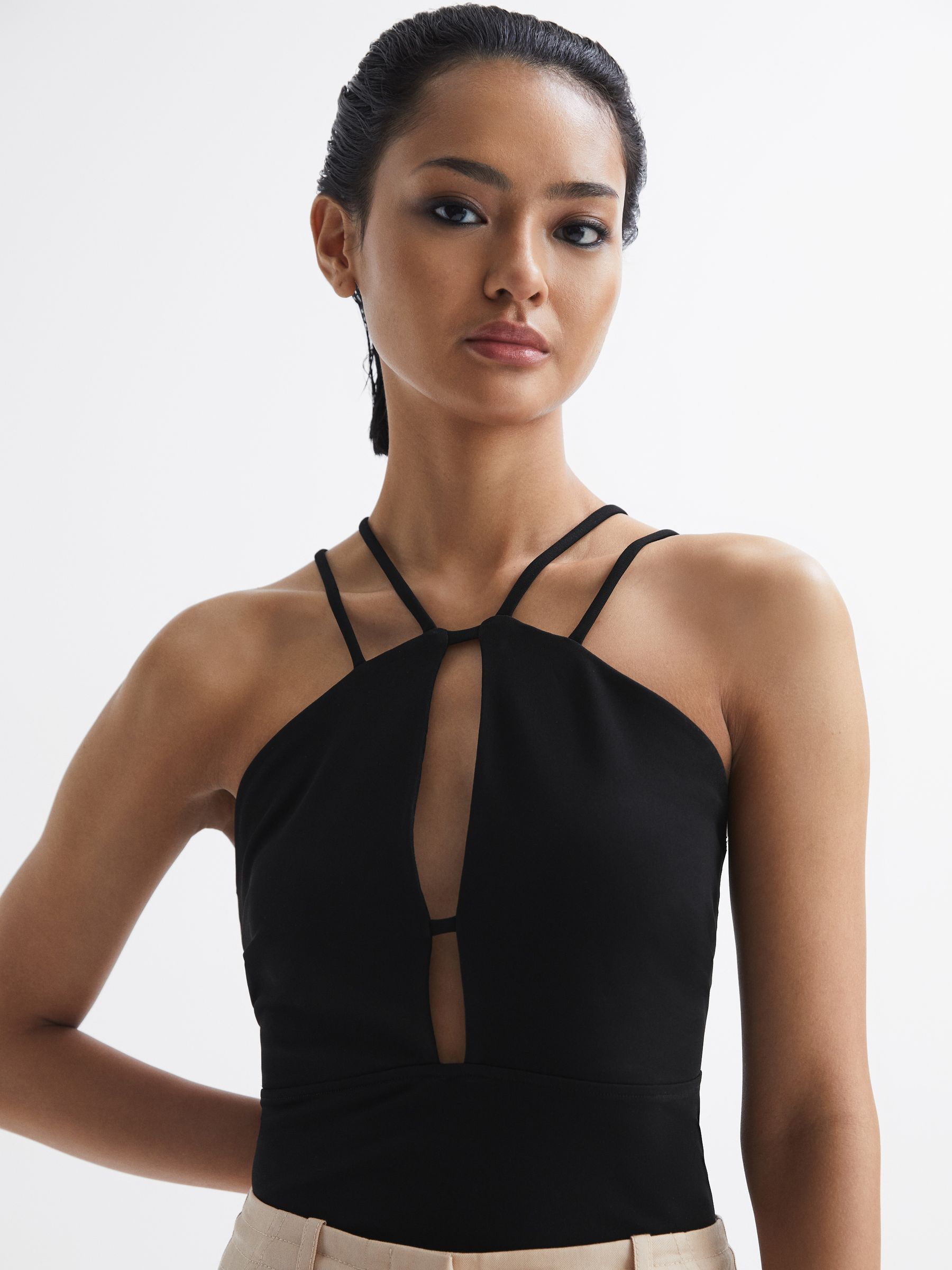 Strappy Cut-Out Top in Black - Image 4 of 6