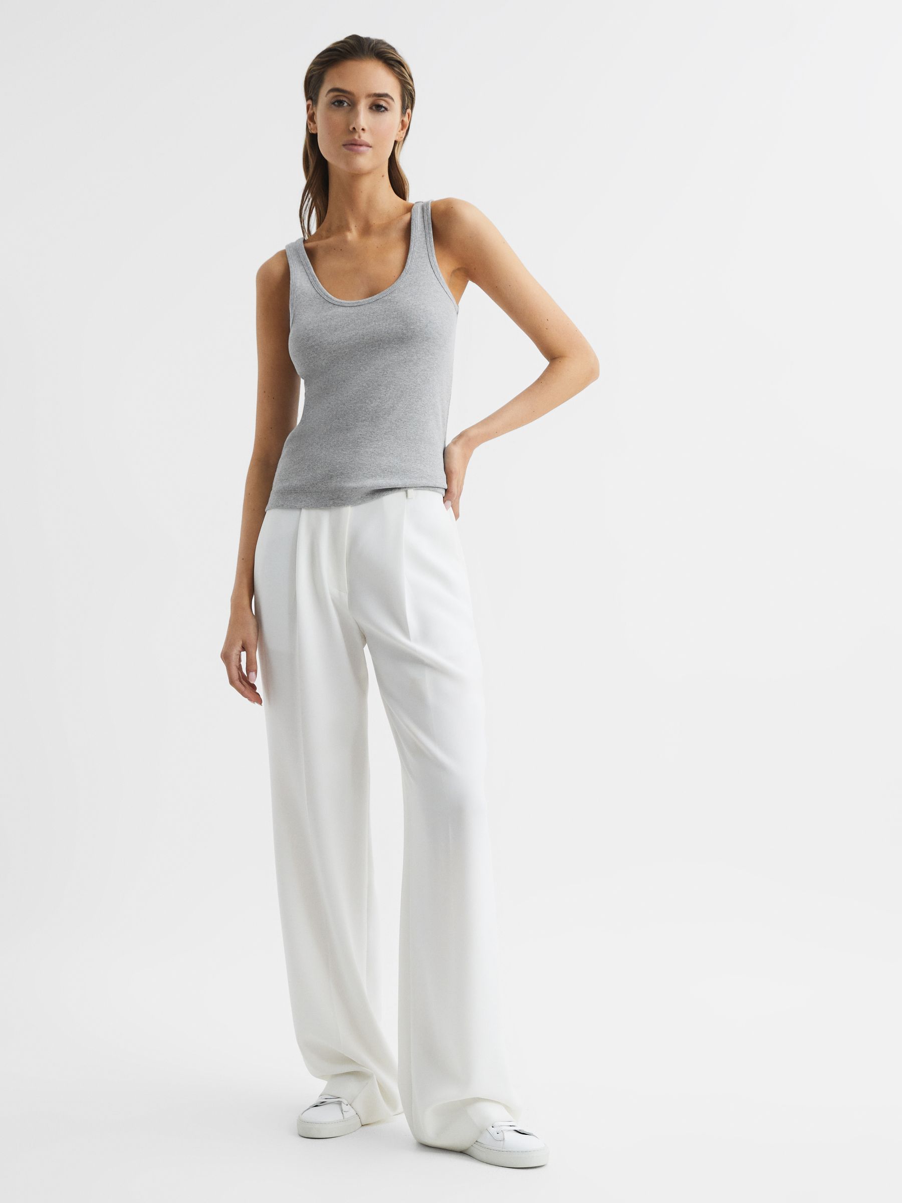 Violet Grey Marl Scoop Neck Jersey Vest Top - Image 9 of 12