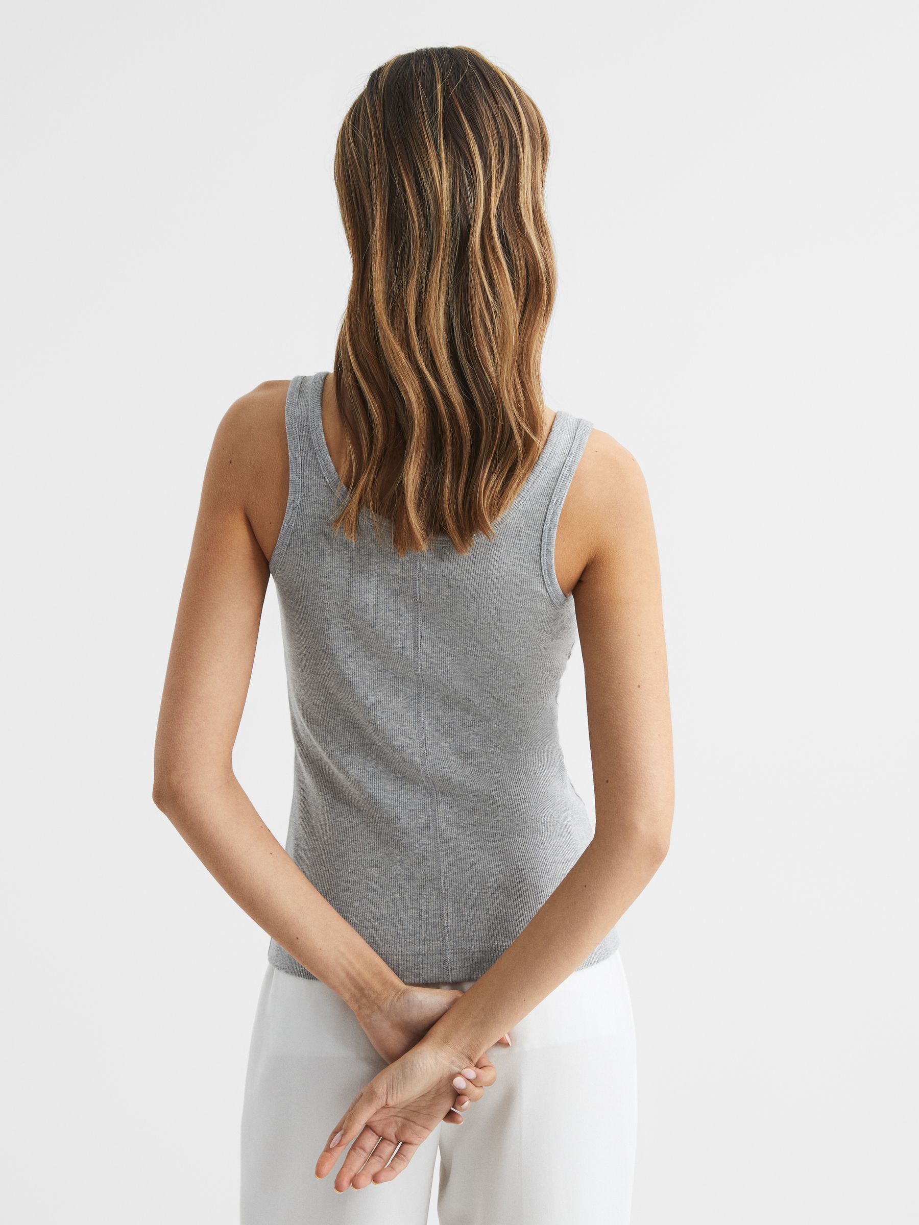 Violet Grey Marl Scoop Neck Jersey Vest Top - Image 5 of 6