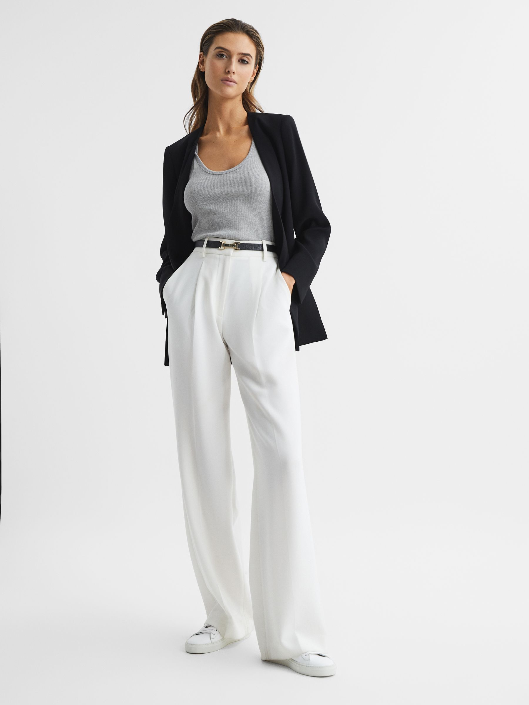 Violet Grey Marl Scoop Neck Jersey Vest Top - Image 6 of 6