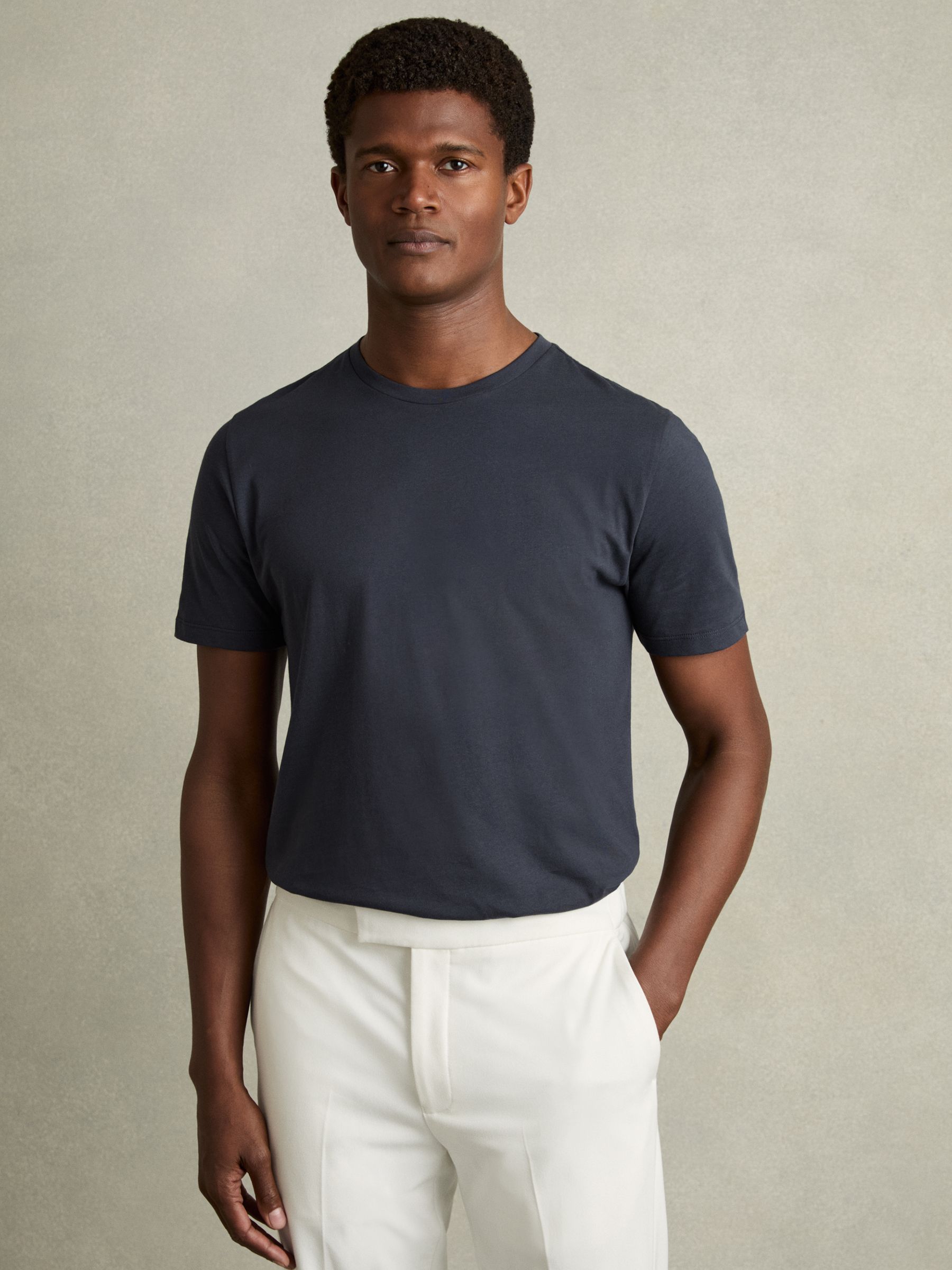 Crew Neck T-Shirt in Airforce Blue - Image 1 of 6