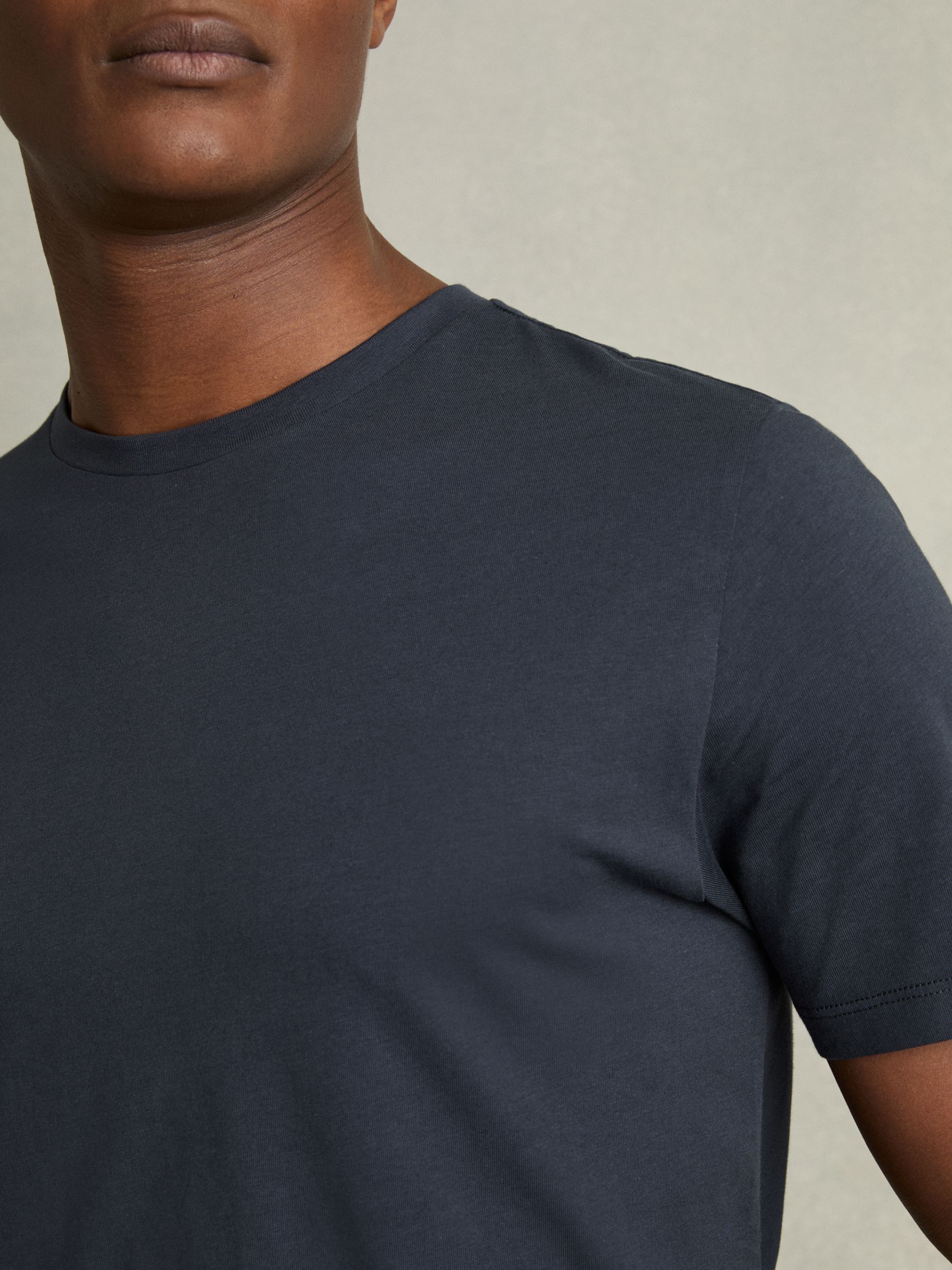 Cotton Crew-Neck Tailored-Fit T-Shirt in Airforce Blue - image 4