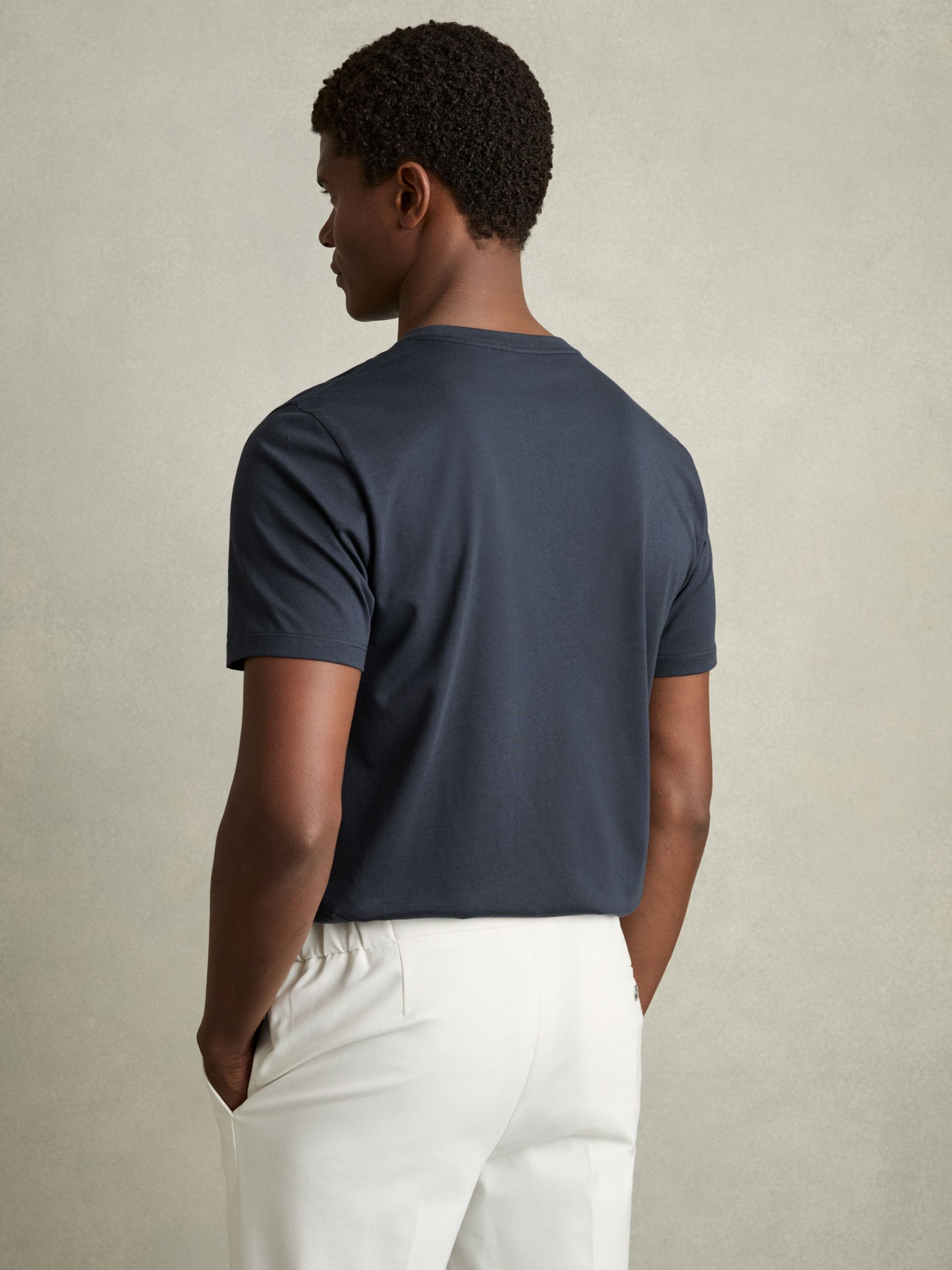 Cotton Crew-Neck Tailored-Fit T-Shirt in Airforce Blue - image 5