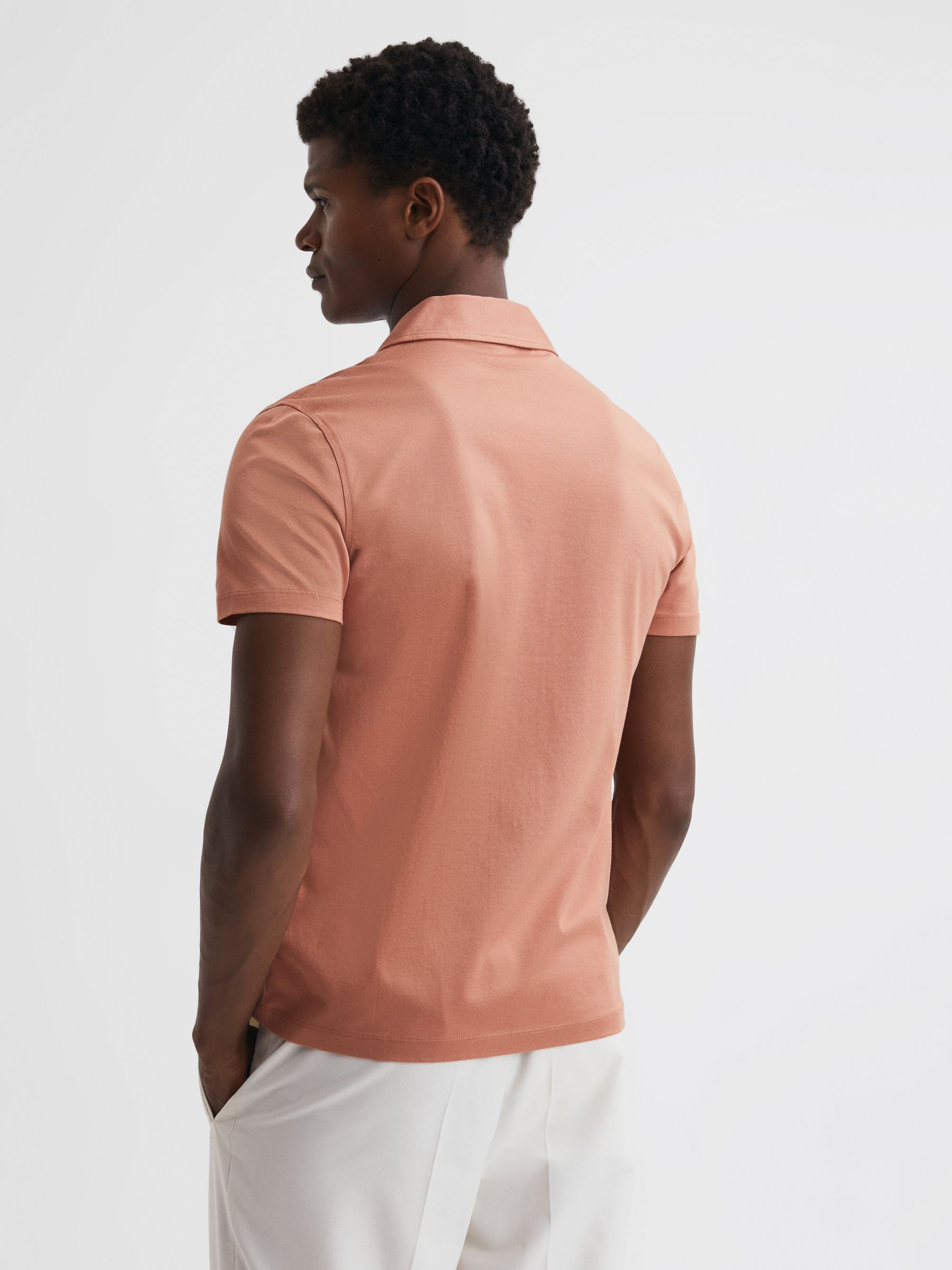 Mercerised Jersey Cuban Collar Shirt in Terracotta - Image 5 of 5