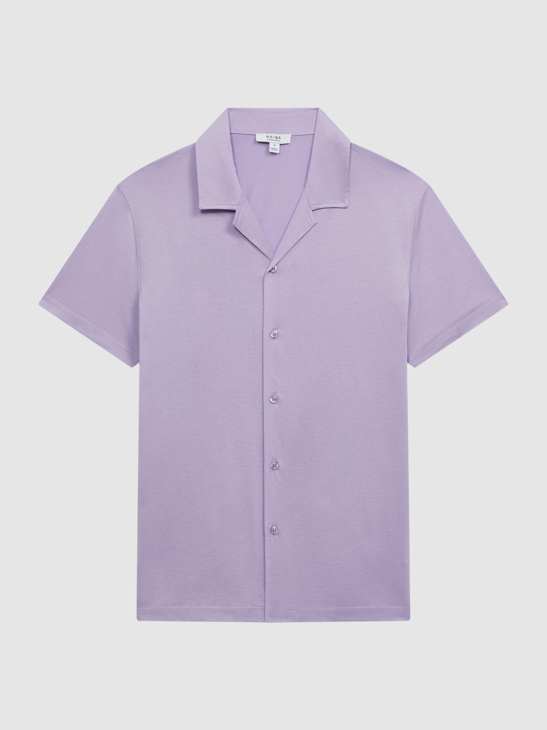 Mercerised Jersey Cuban Collar Shirt in Lilac - Image 2 of 4