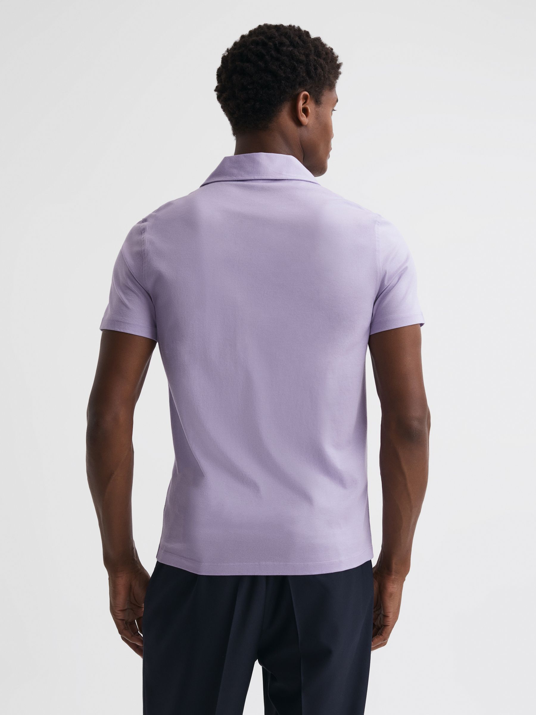 Mercerised Jersey Cuban Collar Shirt in Lilac - Image 4 of 4