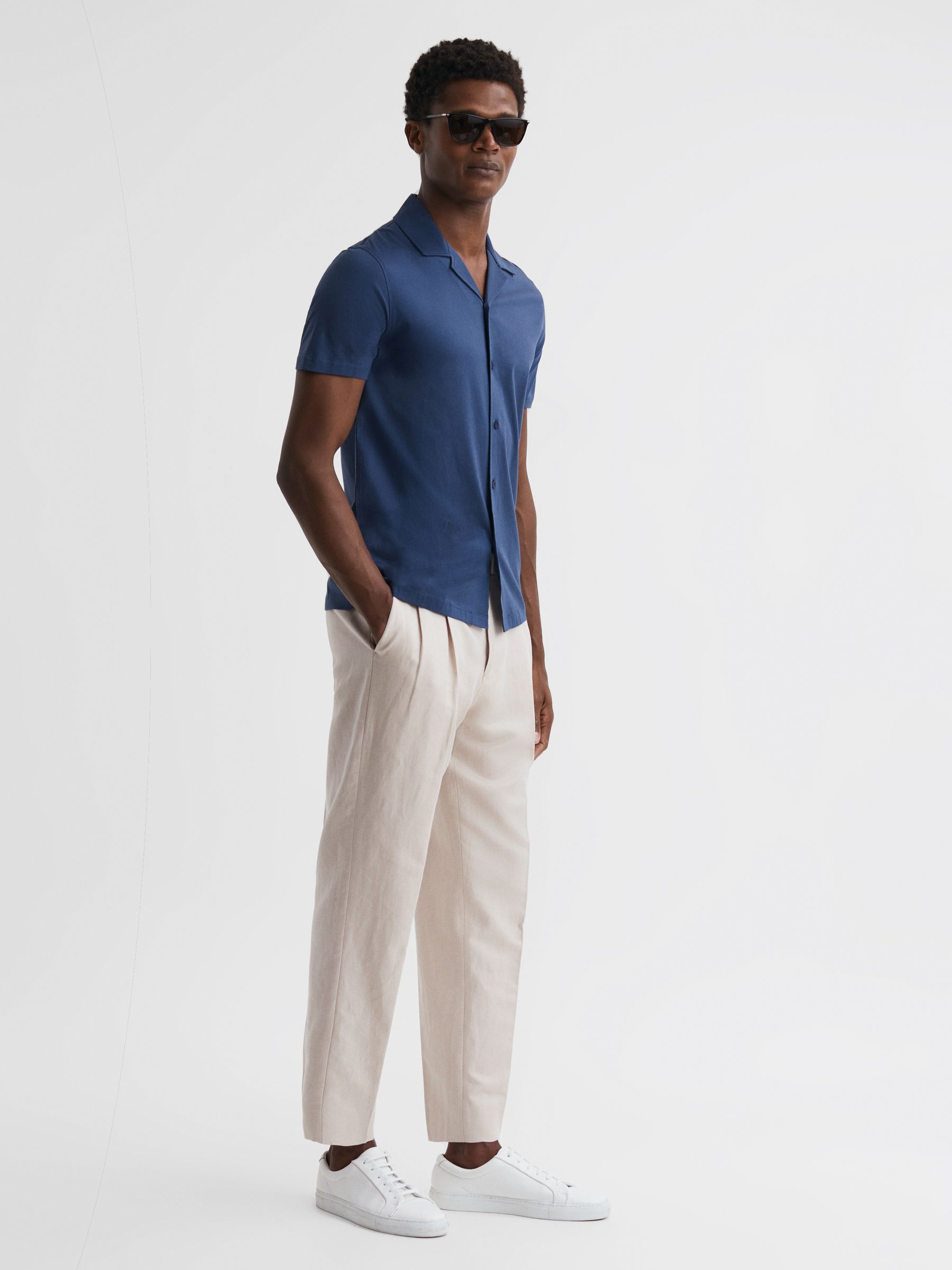 【海外限定】REISSショートパンツ☆Devon Linen-Blend Bermuda S Reiss Linen-Blend Bermuda Shorts in White | REISS