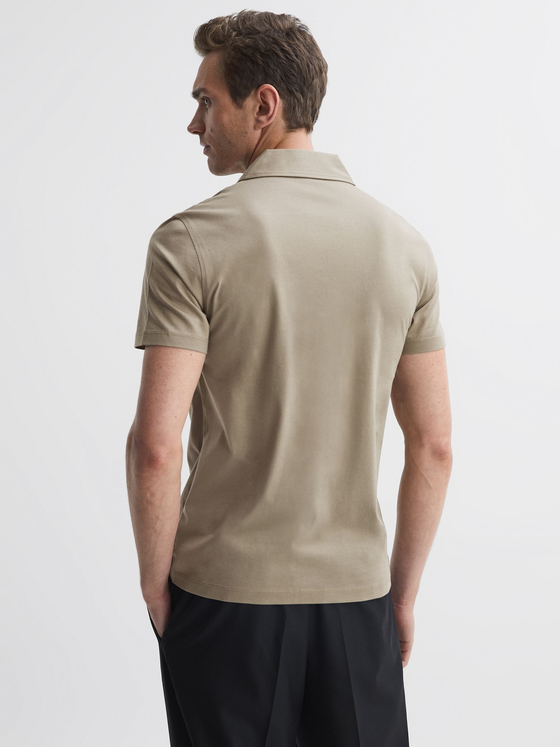 Mercerised Jersey Cuban Collar Shirt in Fawn - Image 5 of 5